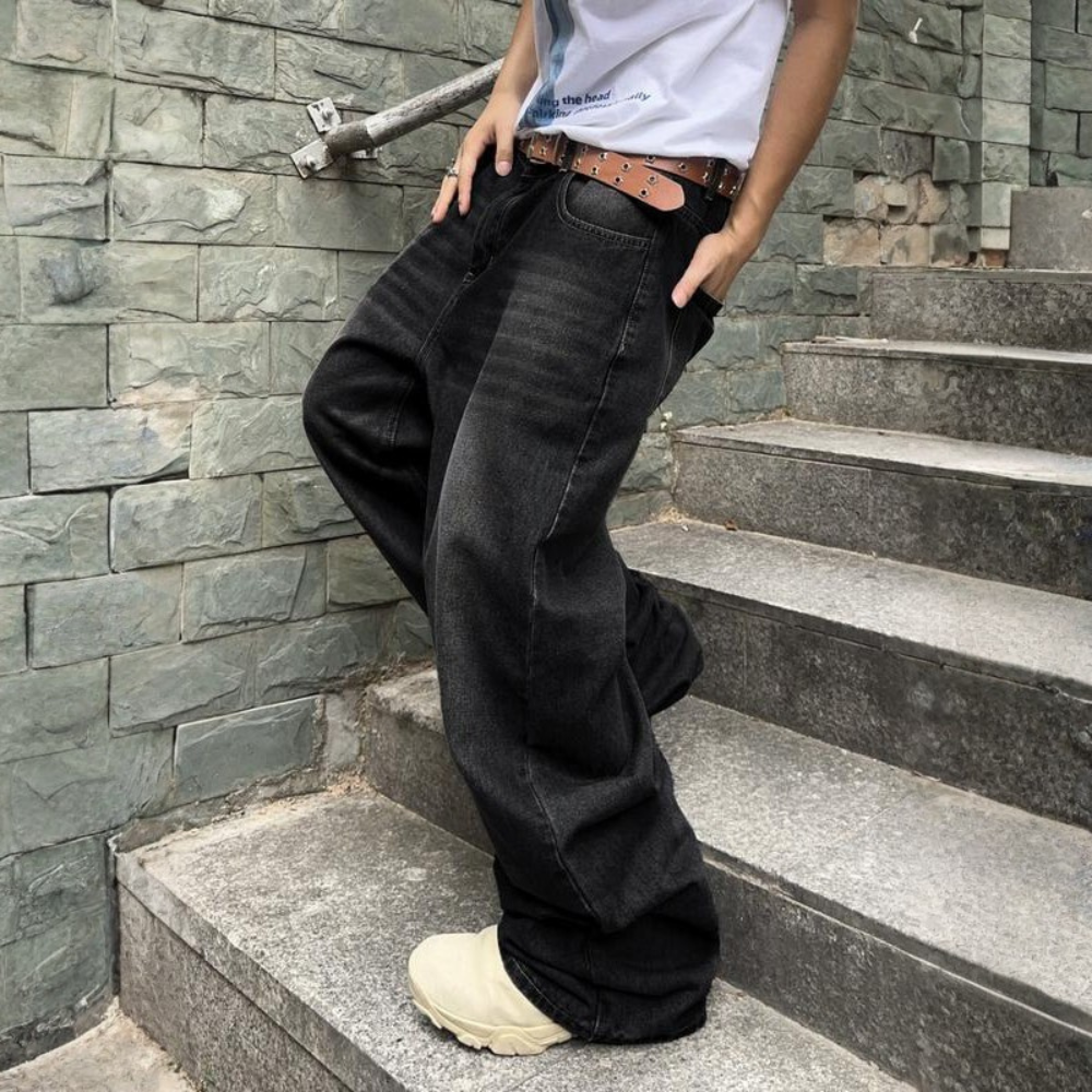 Structured Saturated Wide Cut Vintage Pants
