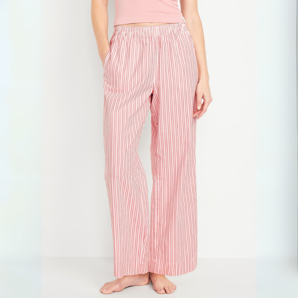 High Rise Printed Poplin Pants-My Comfy Pant