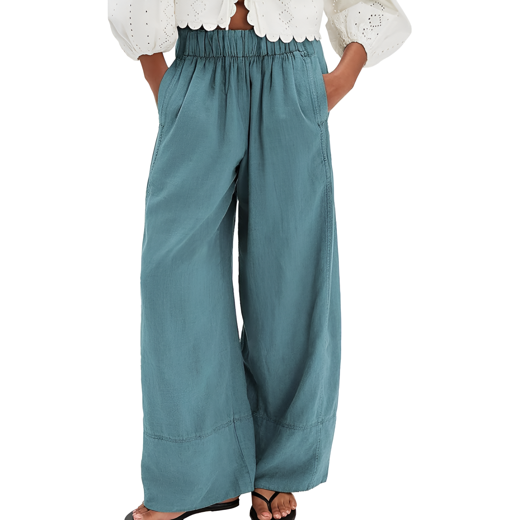  Pants for Women Cotton Baggy Boho Casual Palazzo Pants Wide Leg 