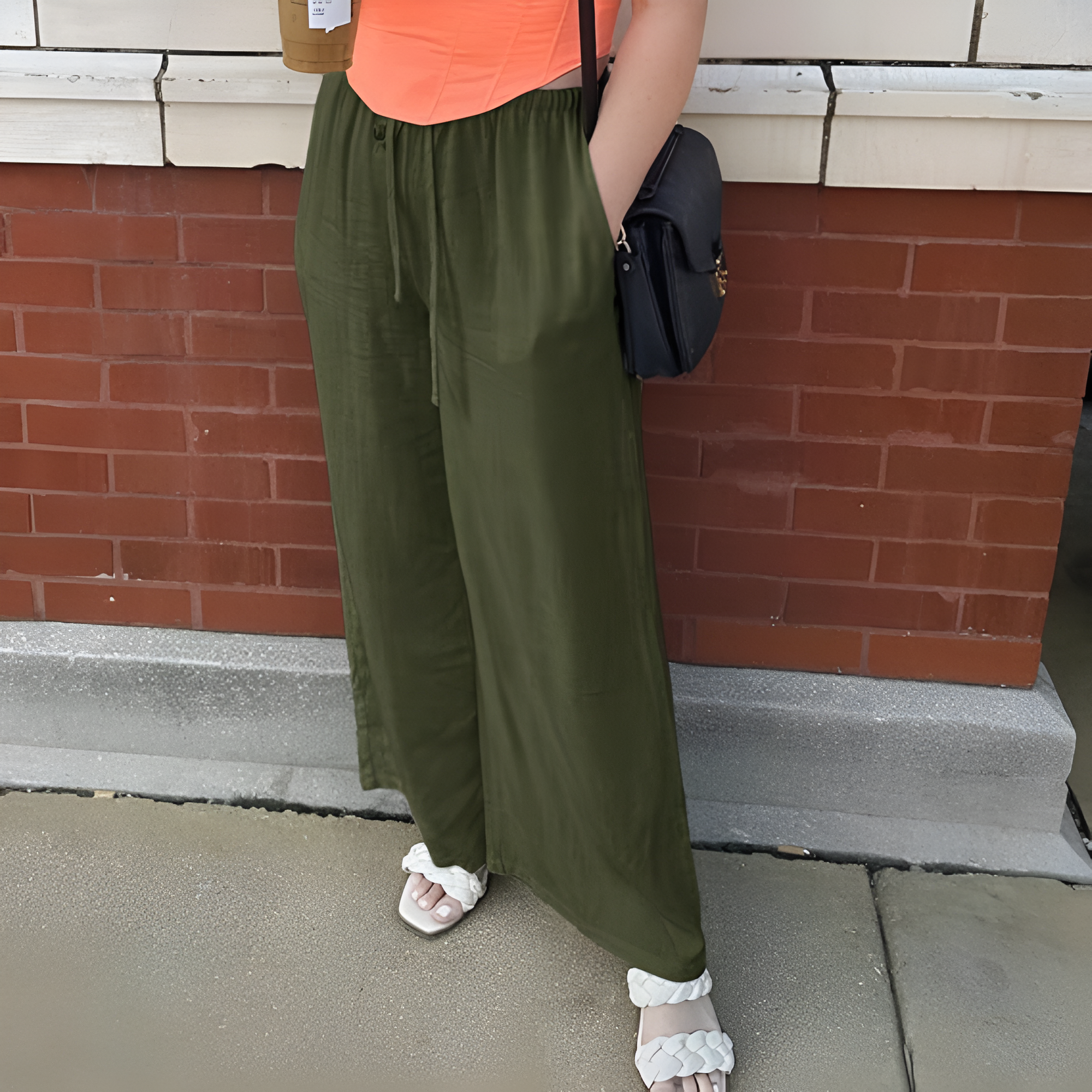 Women Cotton Linen Wide Leg Pants