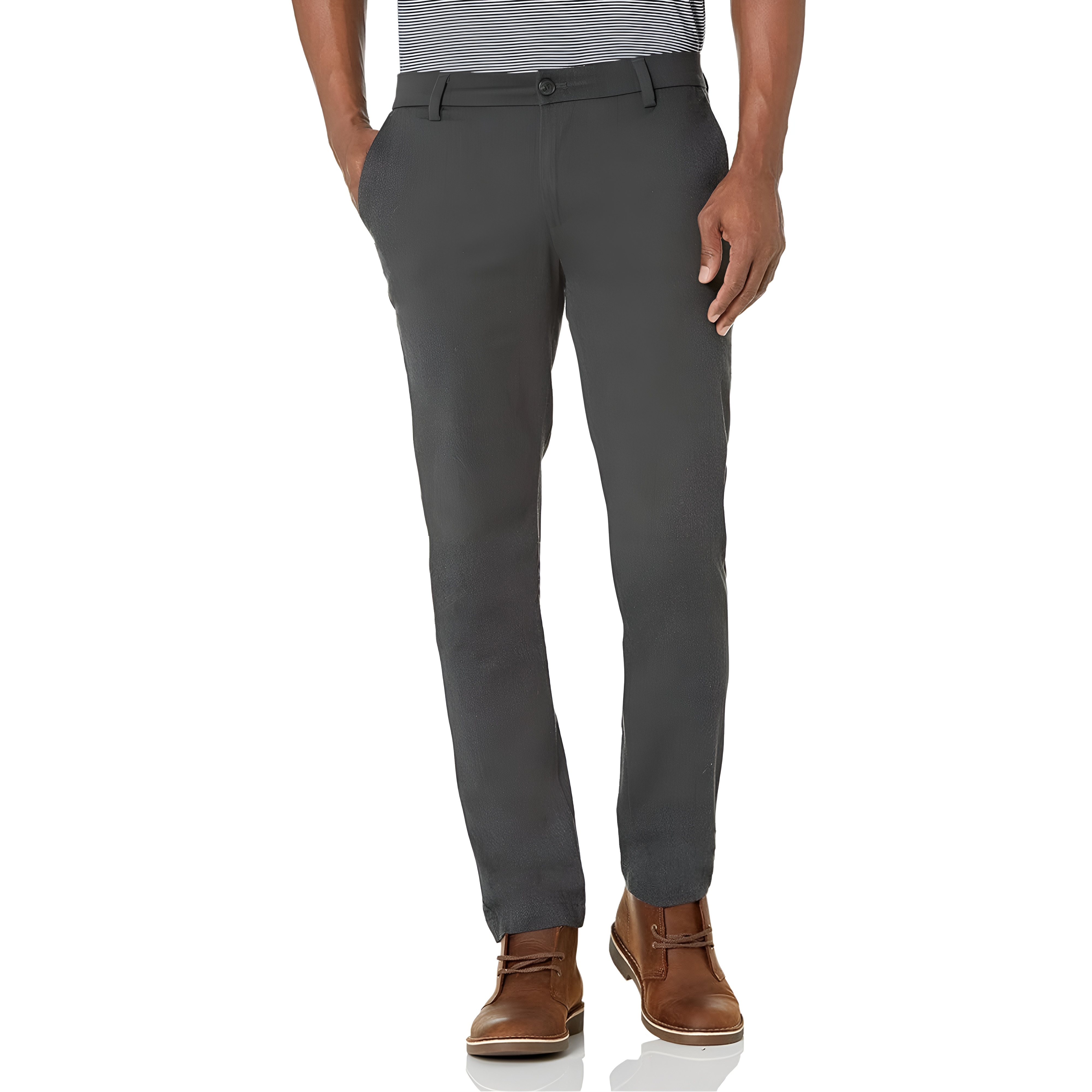 Slim Fit Casual Pants With Flex Comfort And Zipper Closure For Men