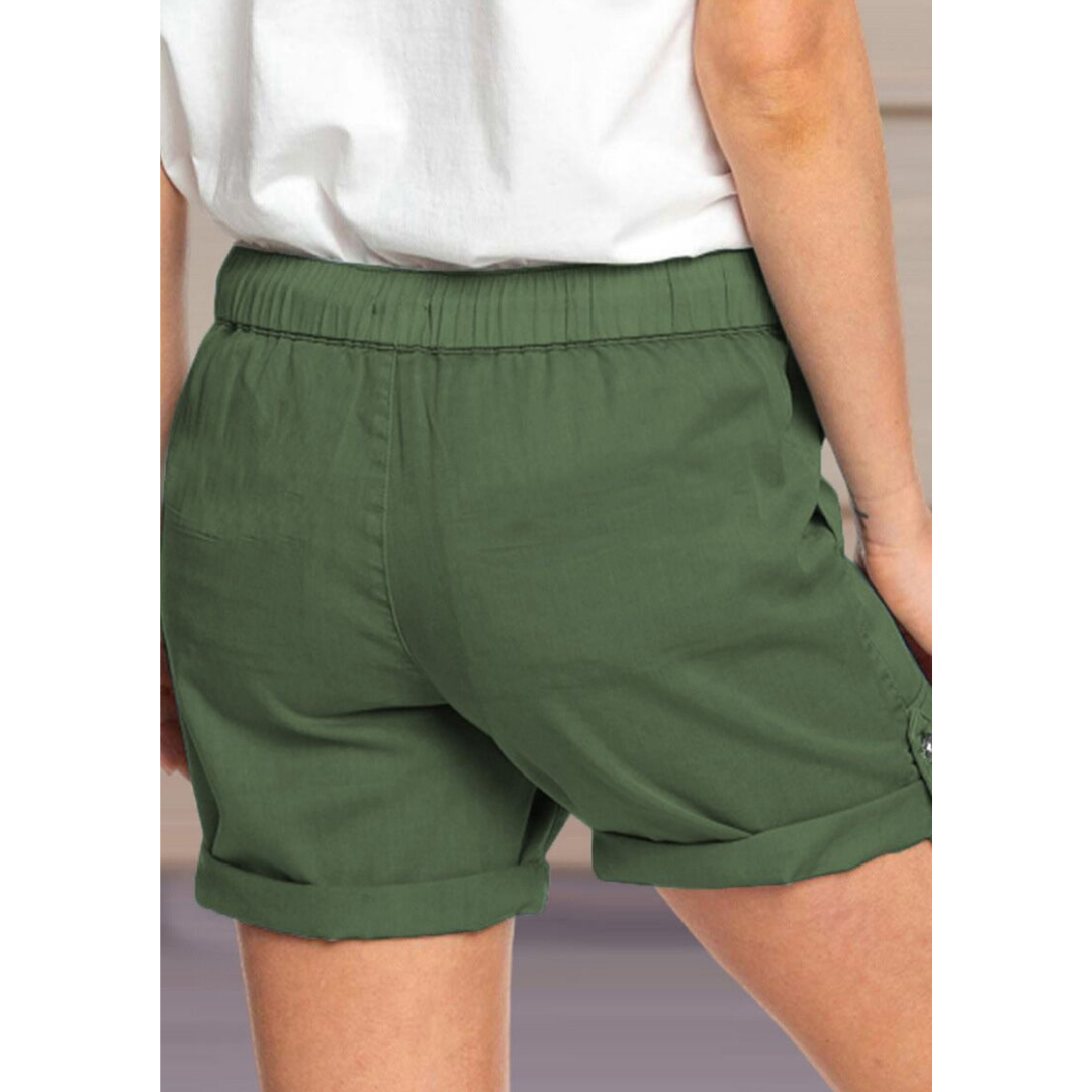 Solid Color Straight Leg Casual Shorts-My Comfy Pant