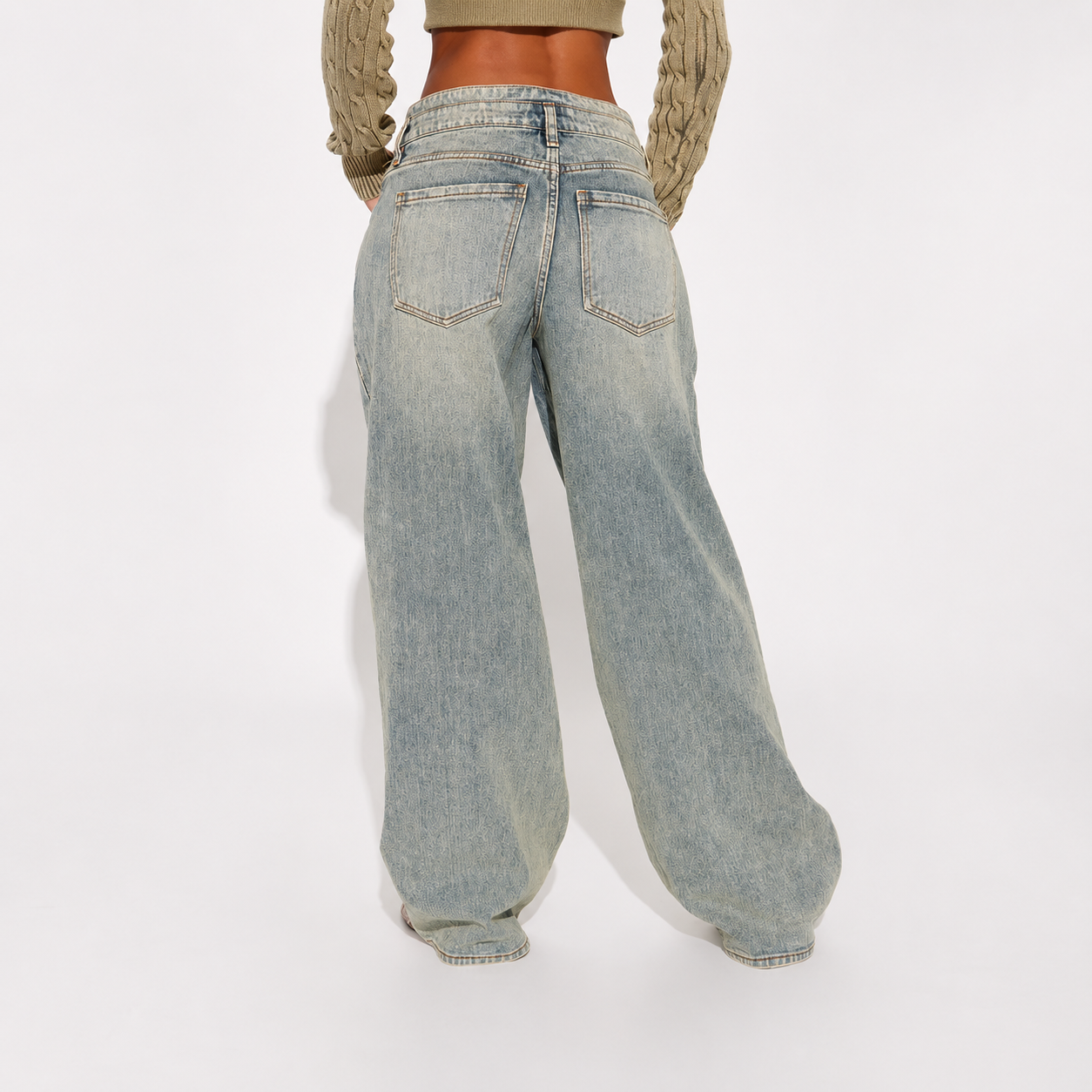 Tinted Baggy Non Stretch Jeans For Women