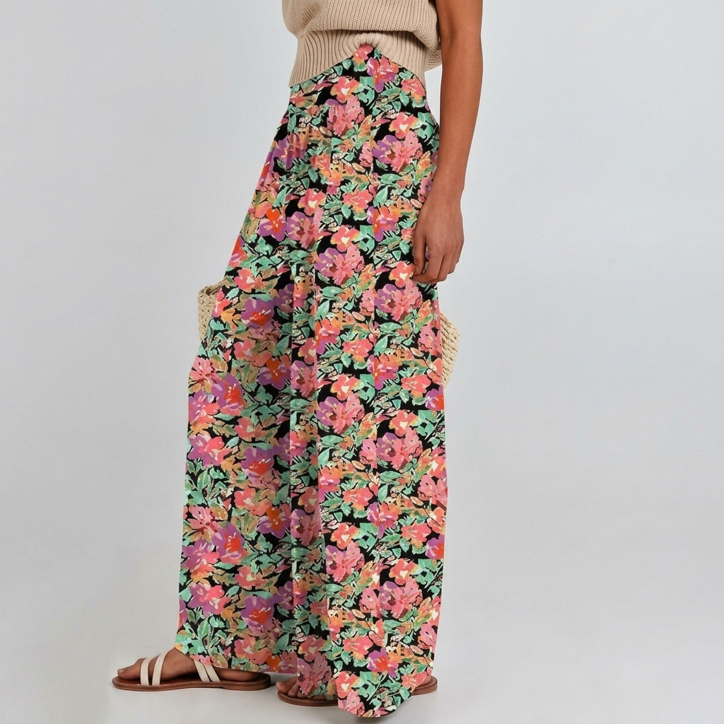 Printed Summer Wear Boho Bagyy Wide High Smocked Pants