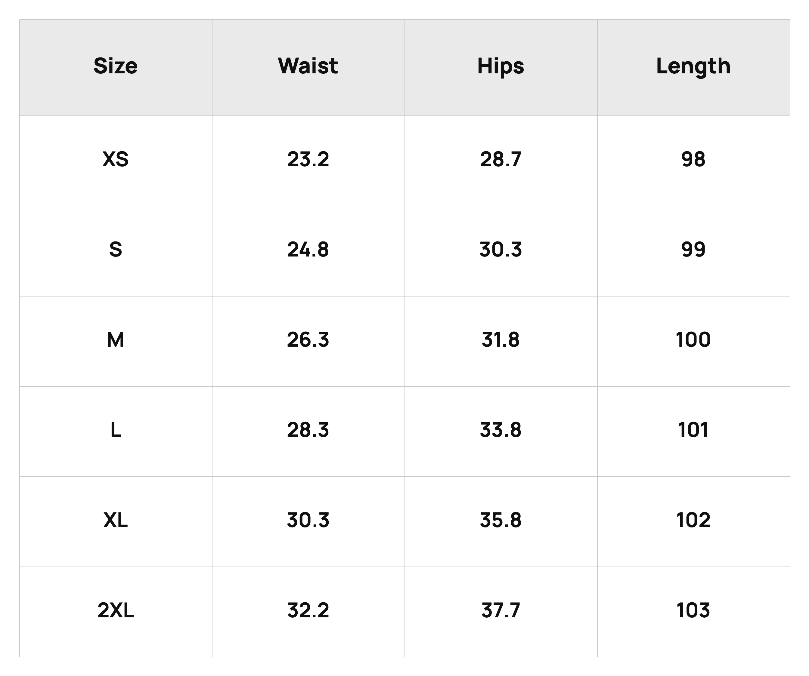 Size Chart