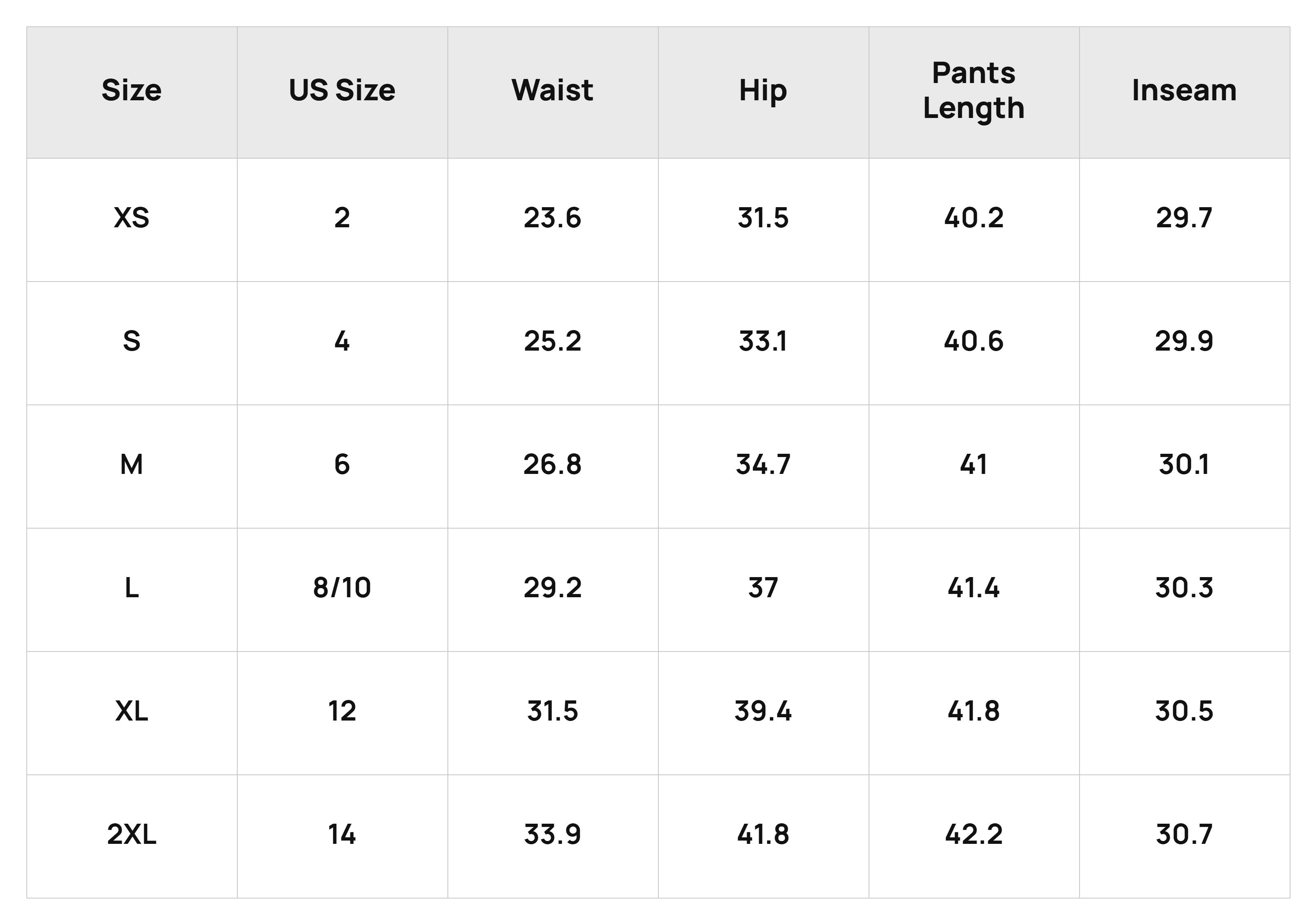 Size Chart