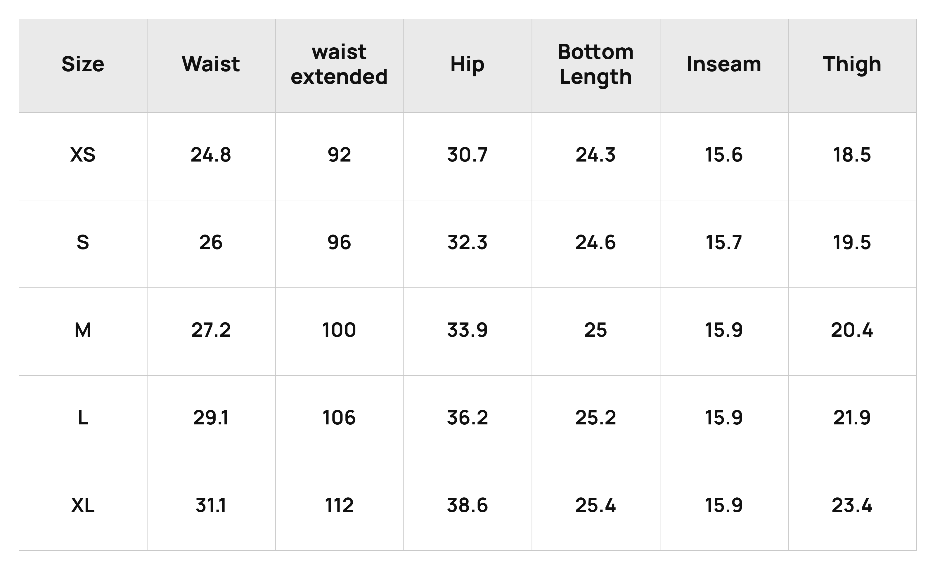 Size Chart