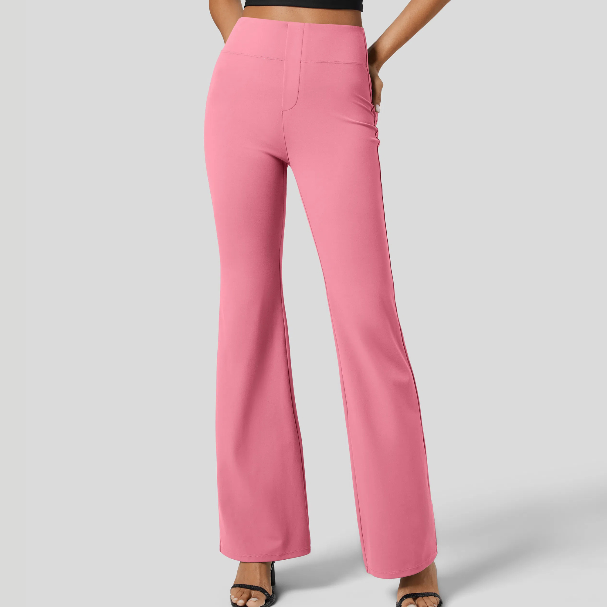 High Rise Back Side Pocket Slight Flare Work Pants