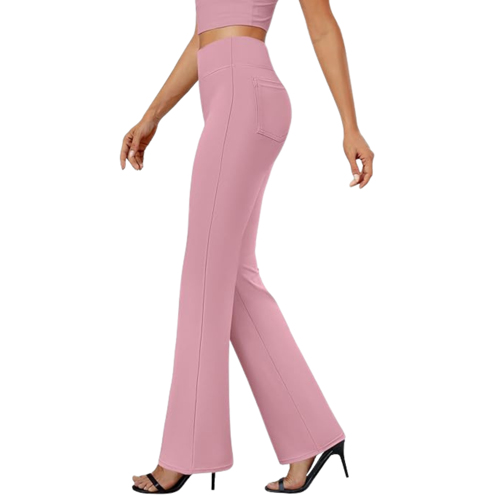 Bootcut Design High Rise Stretchy Trousers With Pockets For Women