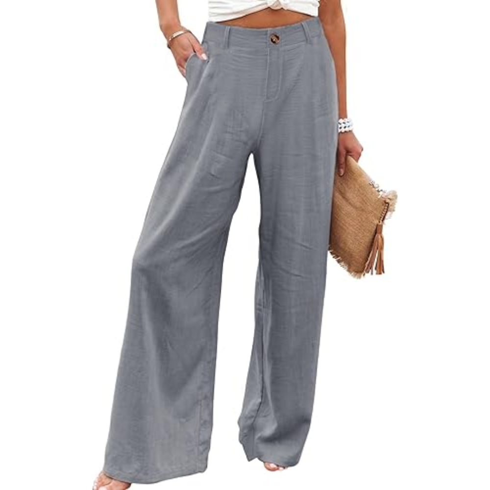 Wide Vertical Casual Textile Pants For Women