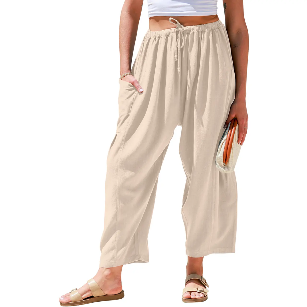 Structured Saturated Wide Sweep Linen Pants