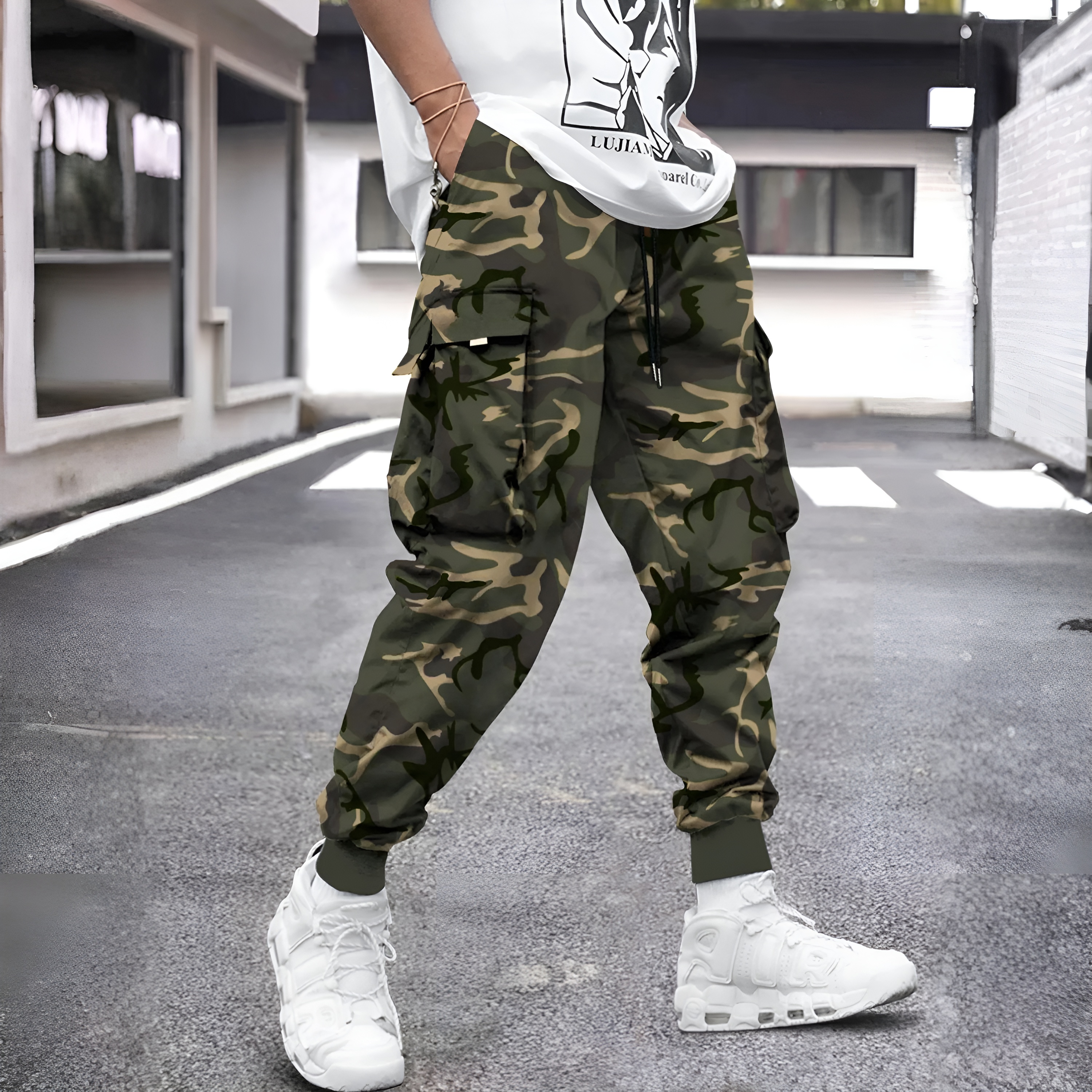 Camouflage Cargo Pants With Flap Pocket For Men 