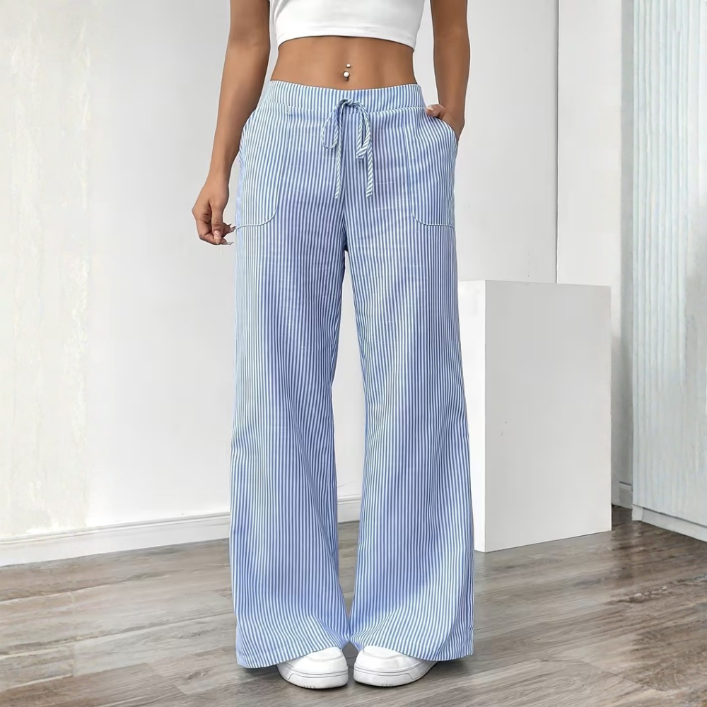 Elegant Casual Commuter Striped Loose Fit Pants For Women