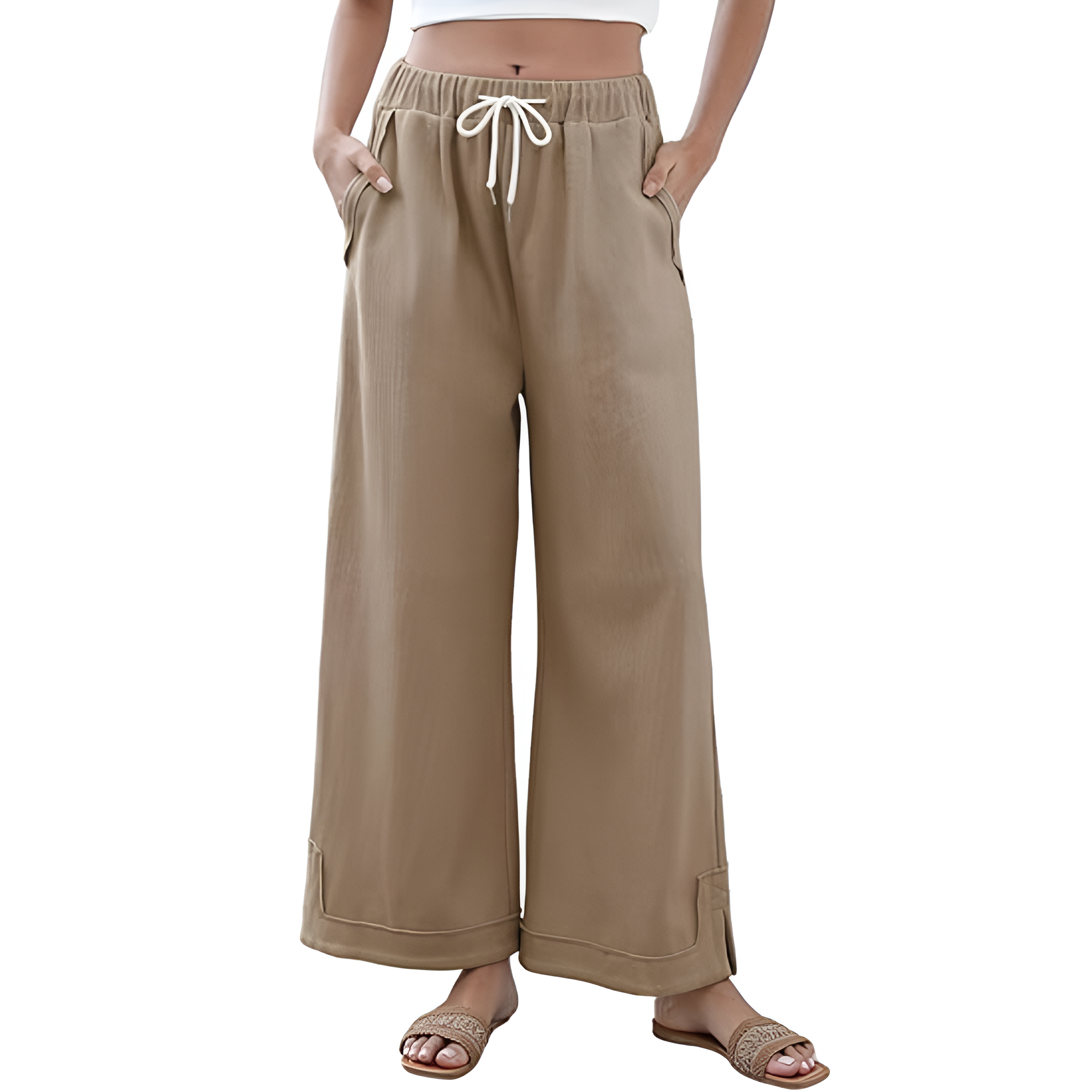 [Copy]High Waist Cropped Wide Pants