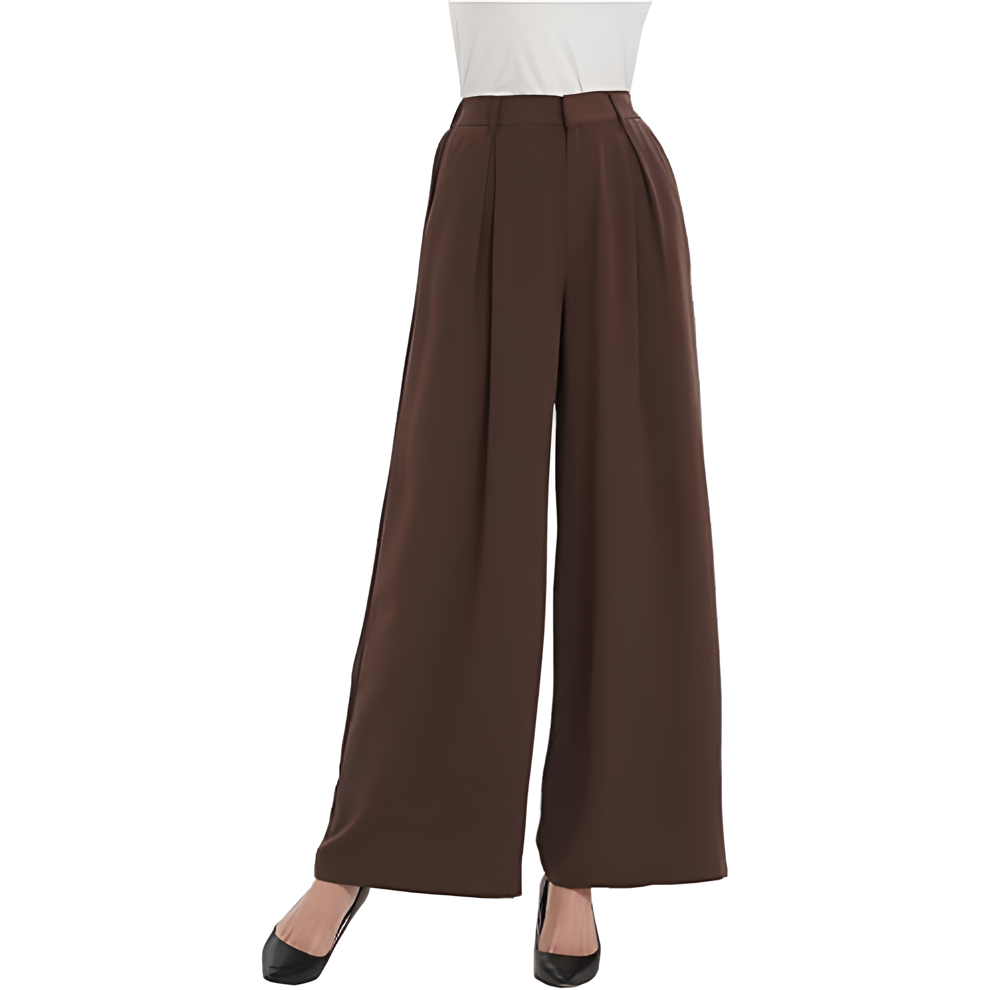 Women High Waist Casual Wide Leg Long Palazzo Pants Trousers Regular Size