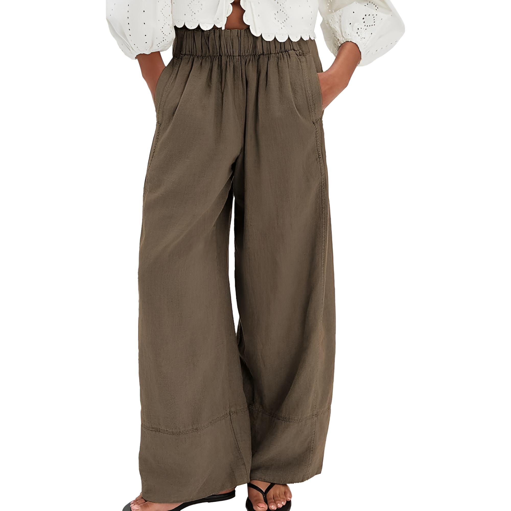  Pants for Women Cotton Baggy Boho Casual Palazzo Pants Wide Leg 