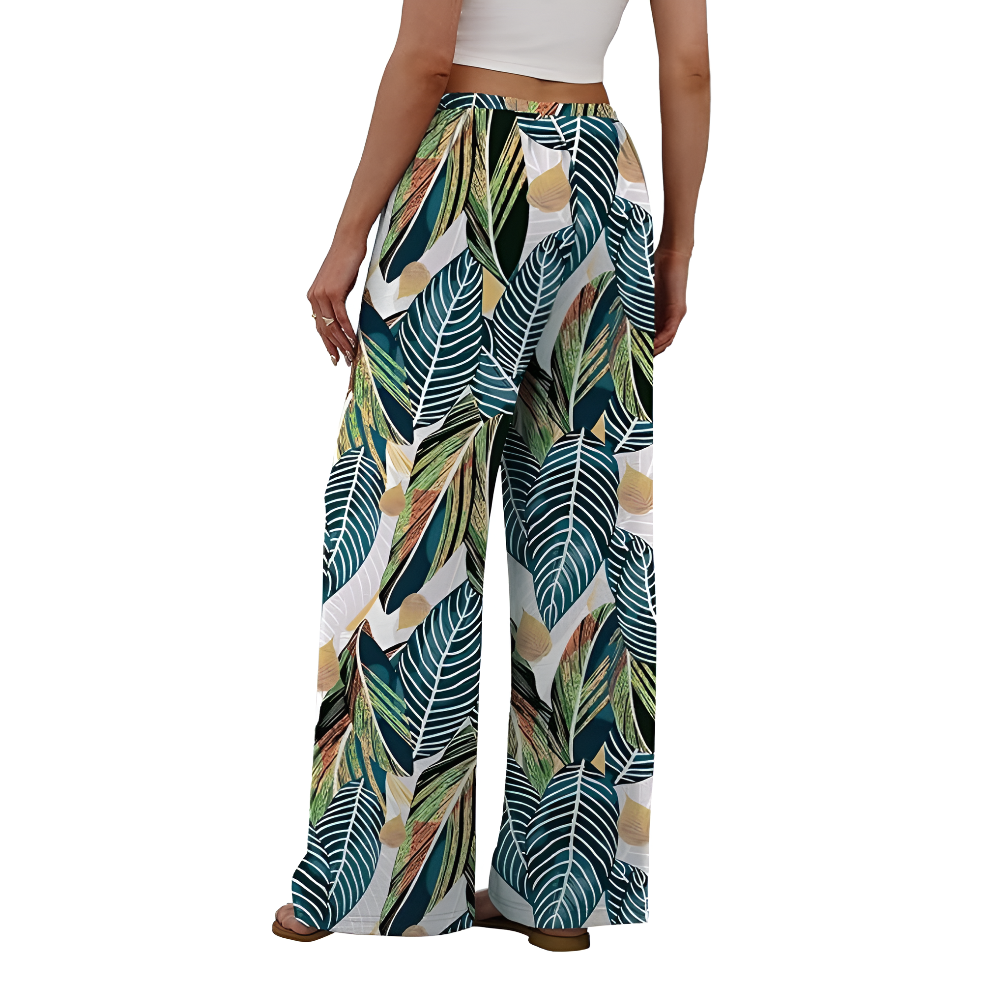 Wide Fit Flowy Palazzo Pants With Pockets For Women