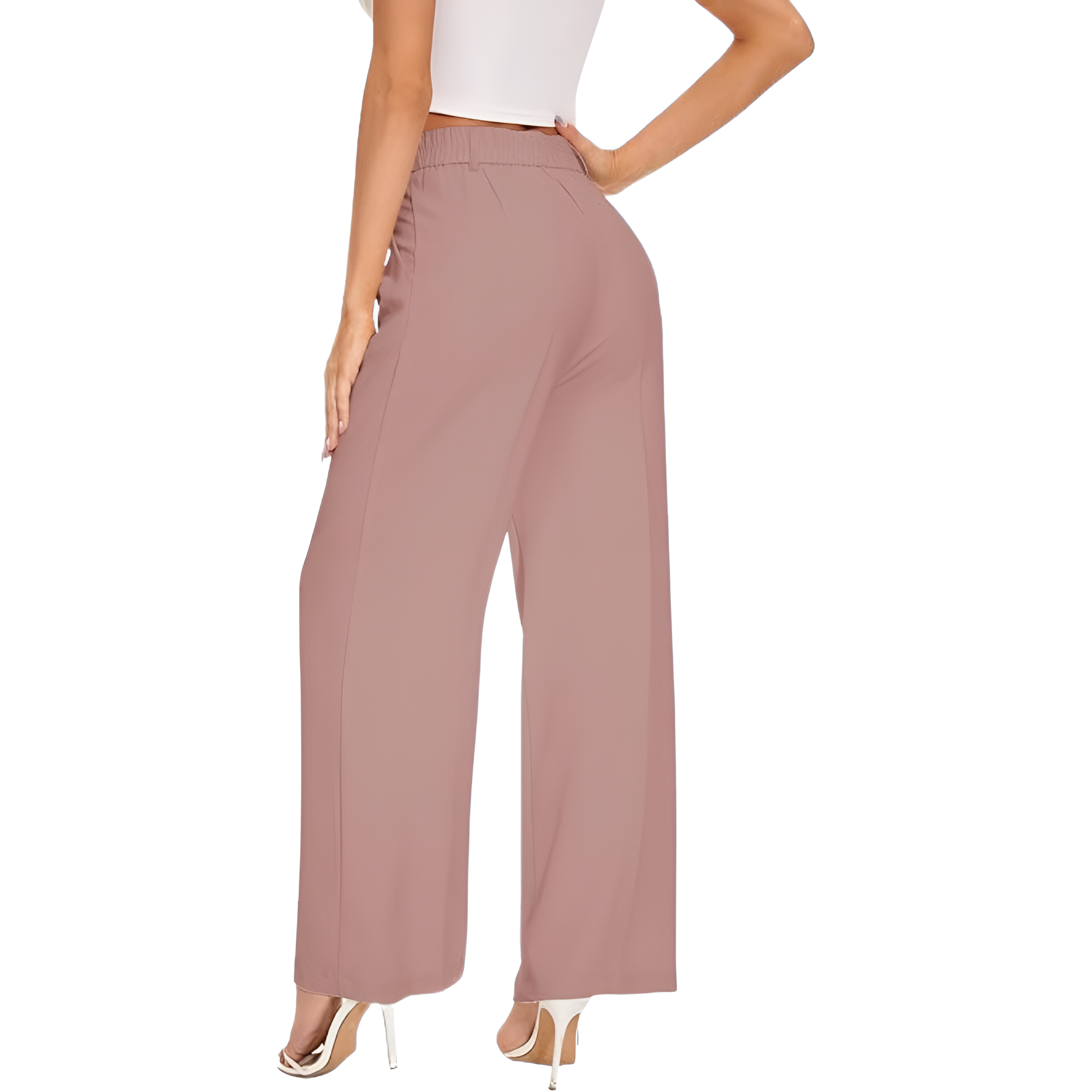 High Rise Long Straight Work Suit Pants For Women