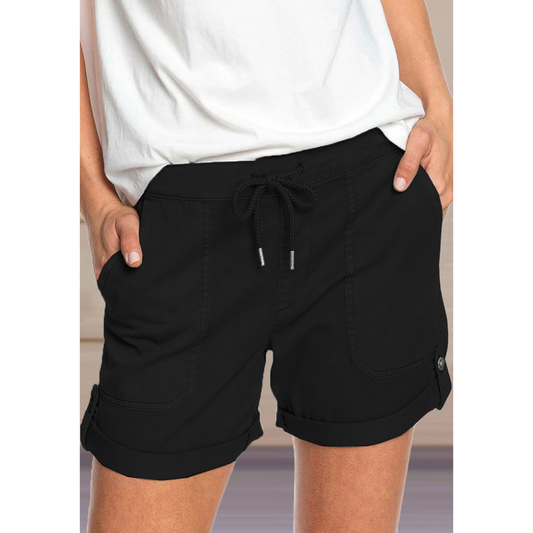 Solid Color Straight Leg Casual Shorts-My Comfy Pant