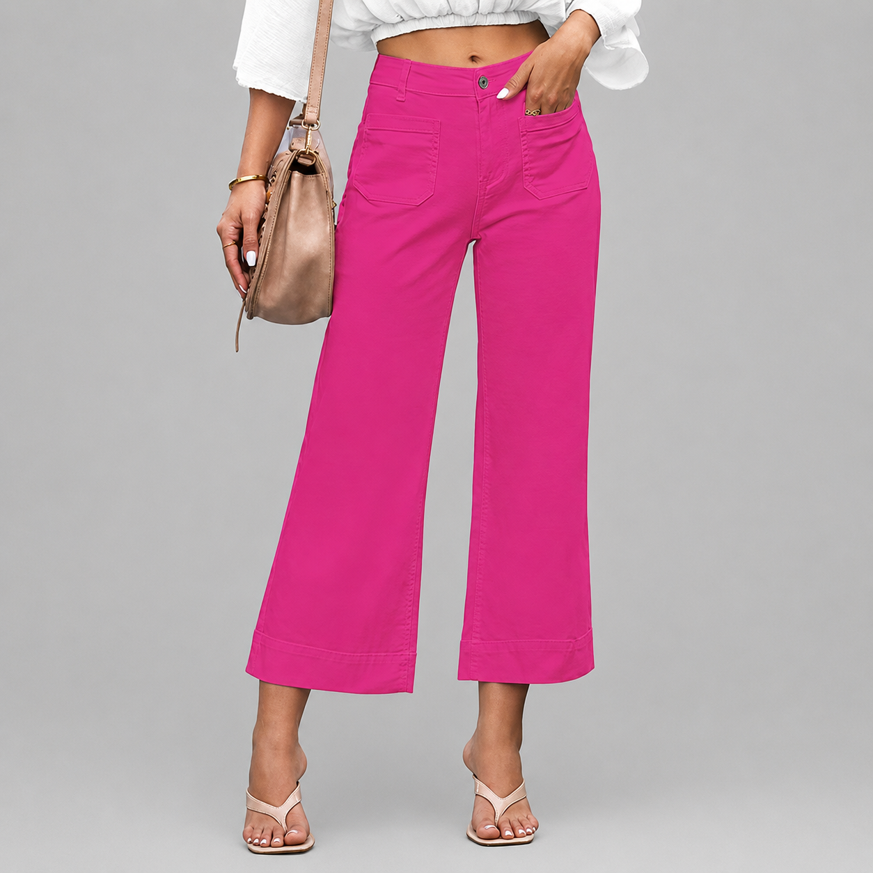 Baggy Flare Cropped Wide Jeans For Women