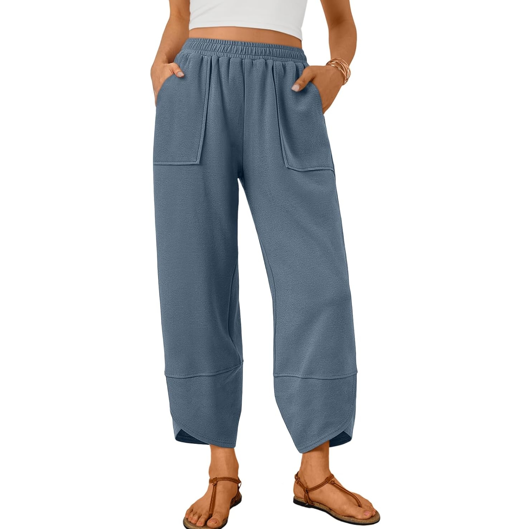 Soft And Casual Summer Wide Fit Pants With Pockets For Women
