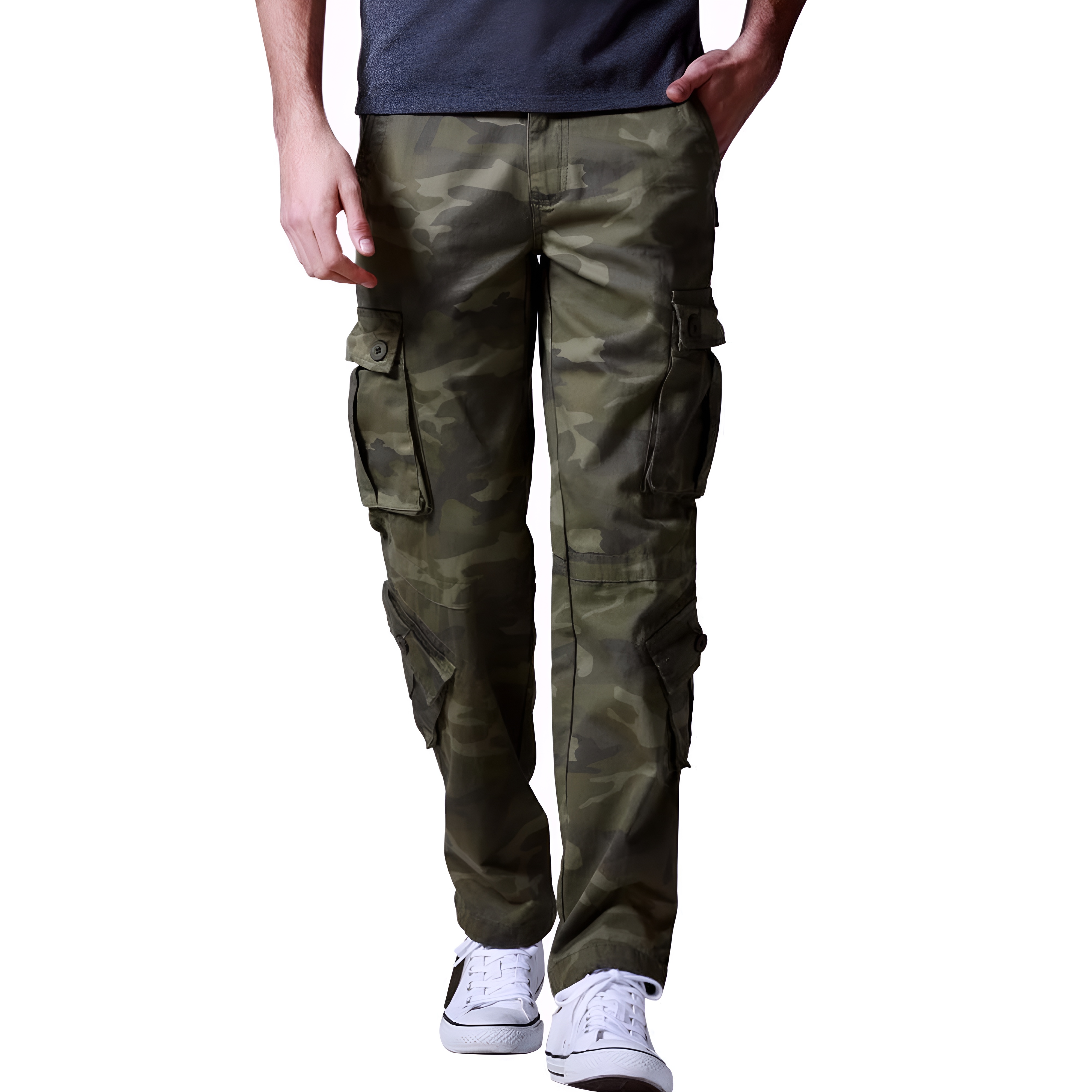 Cargo Pants With Multiple Pockets And Regular Fit For Men