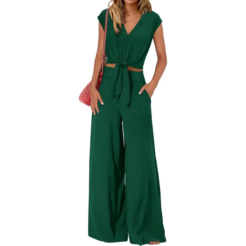 Summer 2 Piece Wide Pant Set for Women