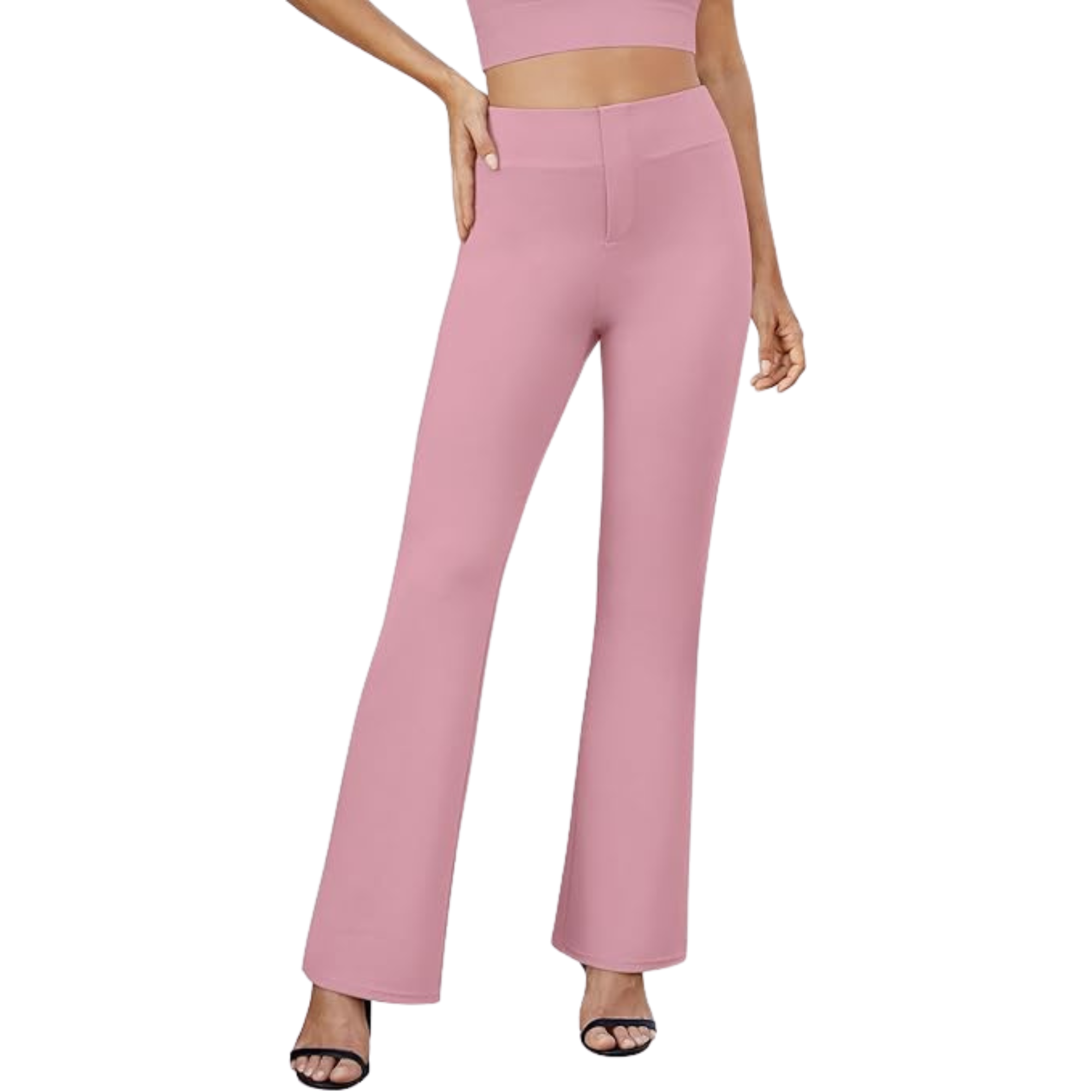 Bootcut Design High Rise Stretchy Trousers With Pockets For Women