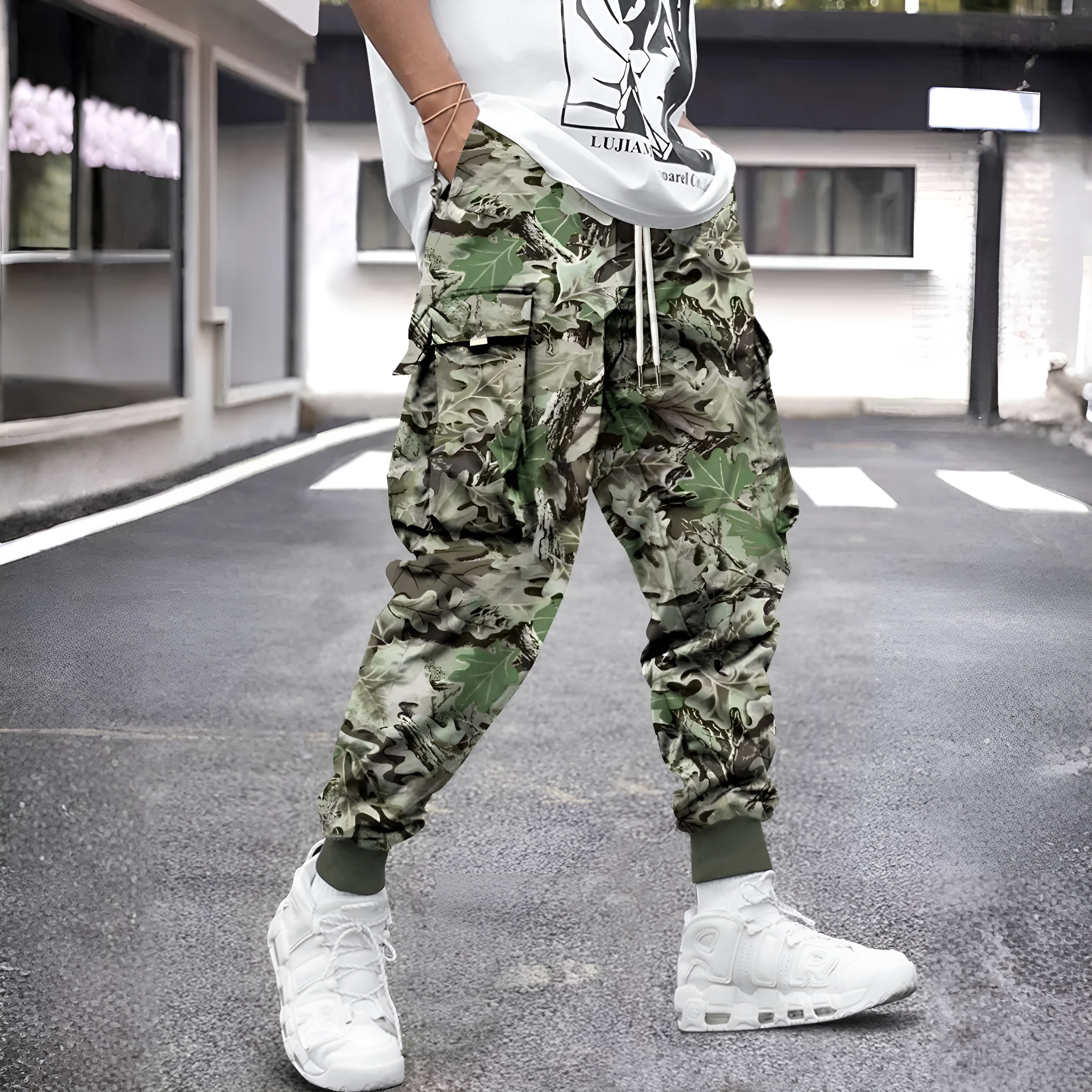 Camouflage Cargo Pants With Flap Pocket For Men 