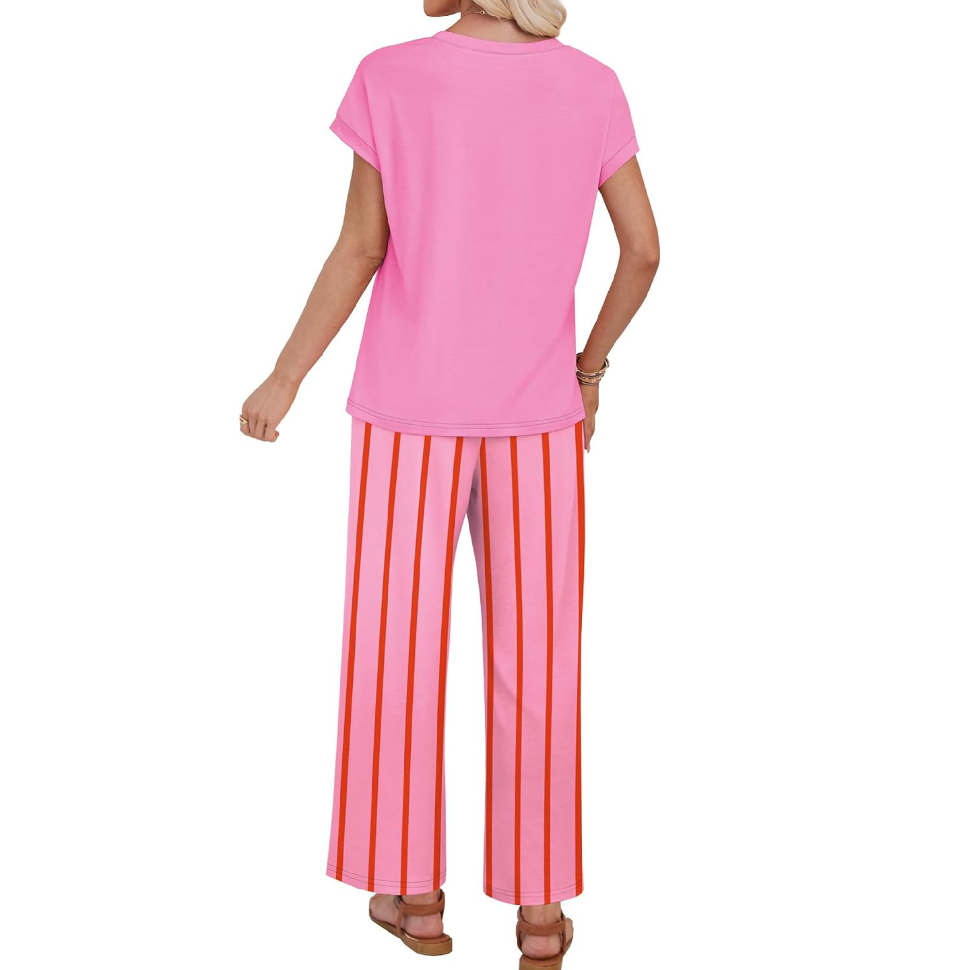 Women Two Piece Lounge Set with Wide Leg Pants