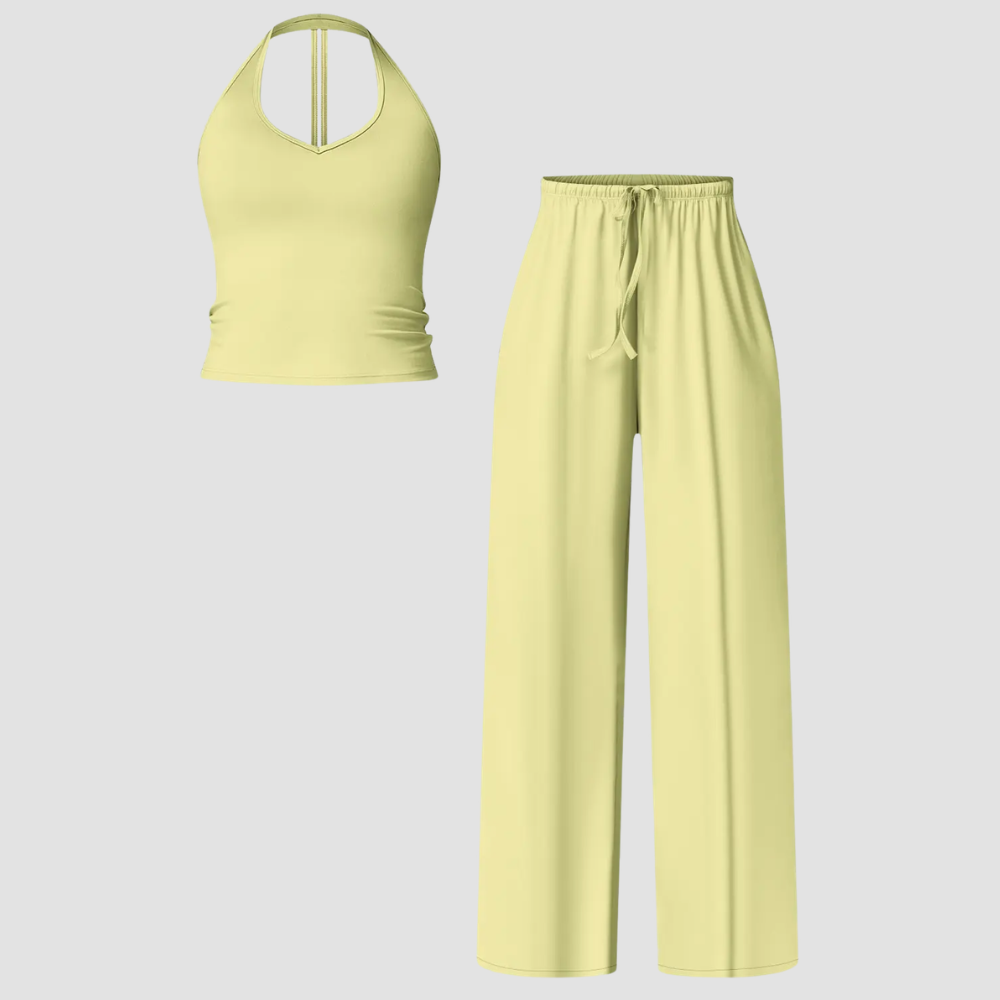 Crop Tank Top And Wide Fit Trouser Set For Women