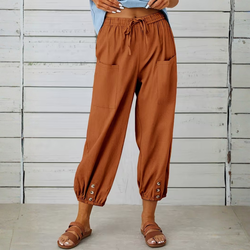 Casual Loose Drawstring Capri Pants For Women