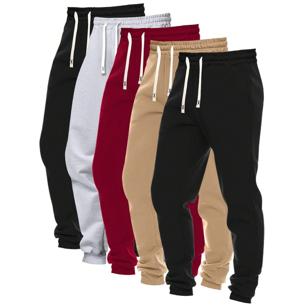 5 Pieces Minimalist Jogger Sport Pants With Drawstring For Men