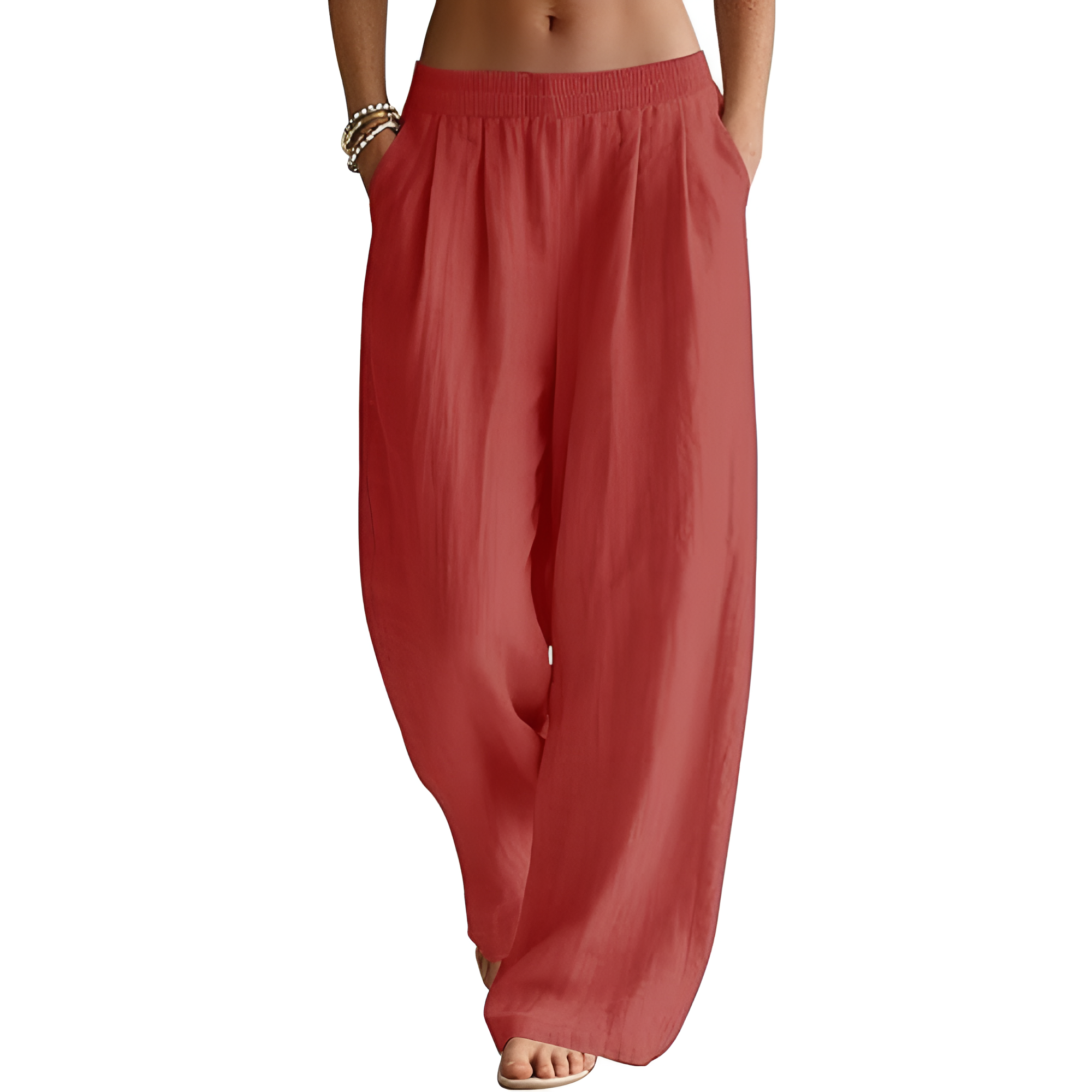 [Copy]High Waist Cropped Wide PantsWide Fit Summer Flowy Palazzo Pants For Women  - Image 12