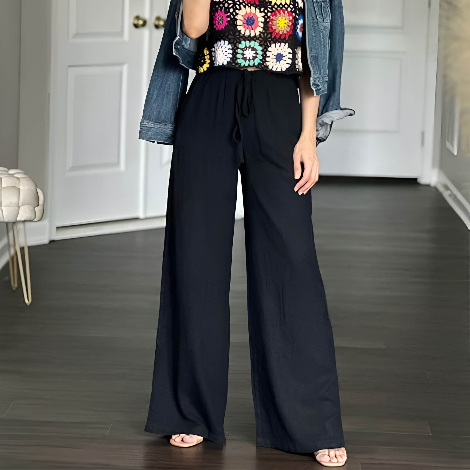 Women Cotton Linen Wide Leg Pants