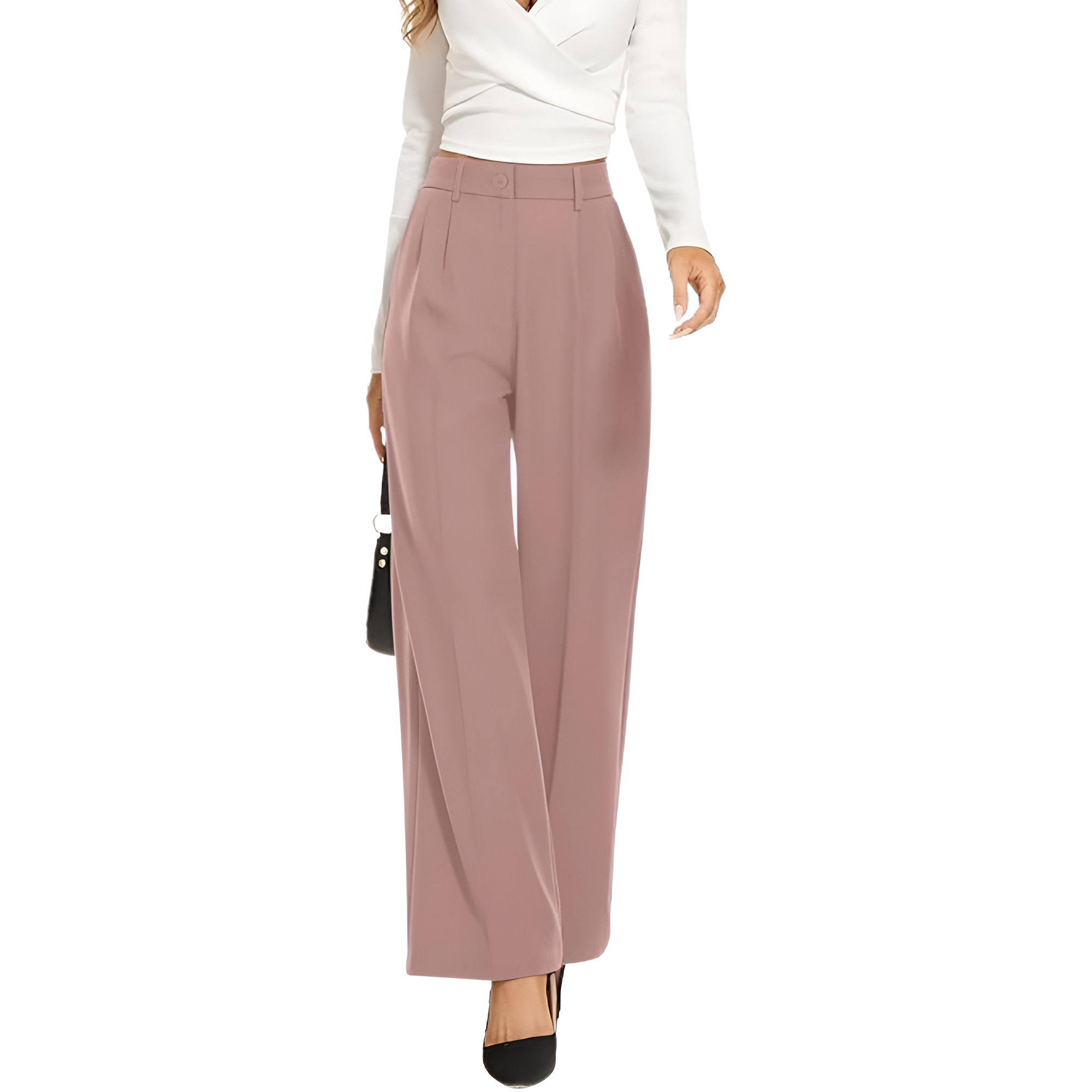 High Rise Long Straight Work Suit Pants For Women