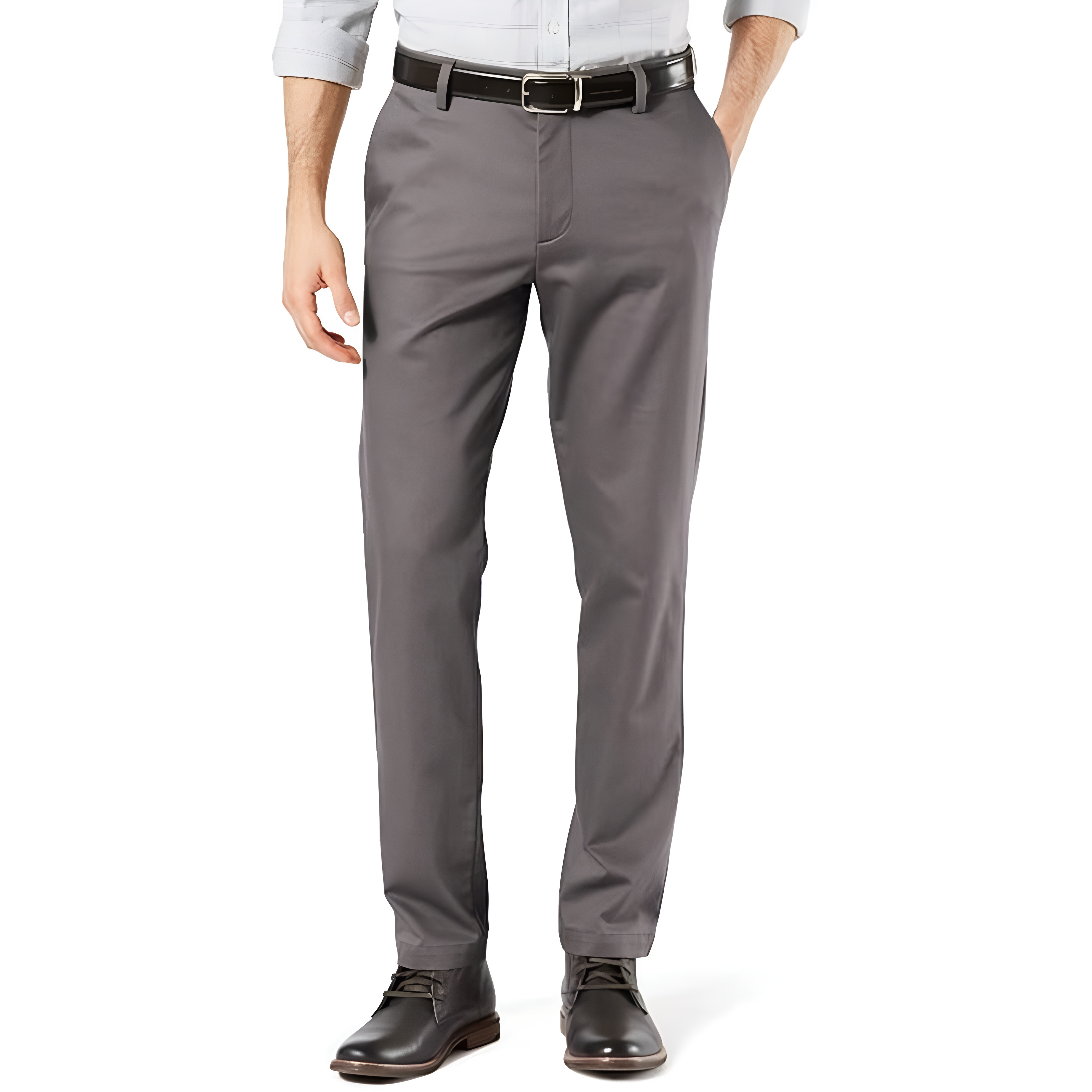 Slim Fit Casual Pants With Flex Comfort And Zipper Closure For Men