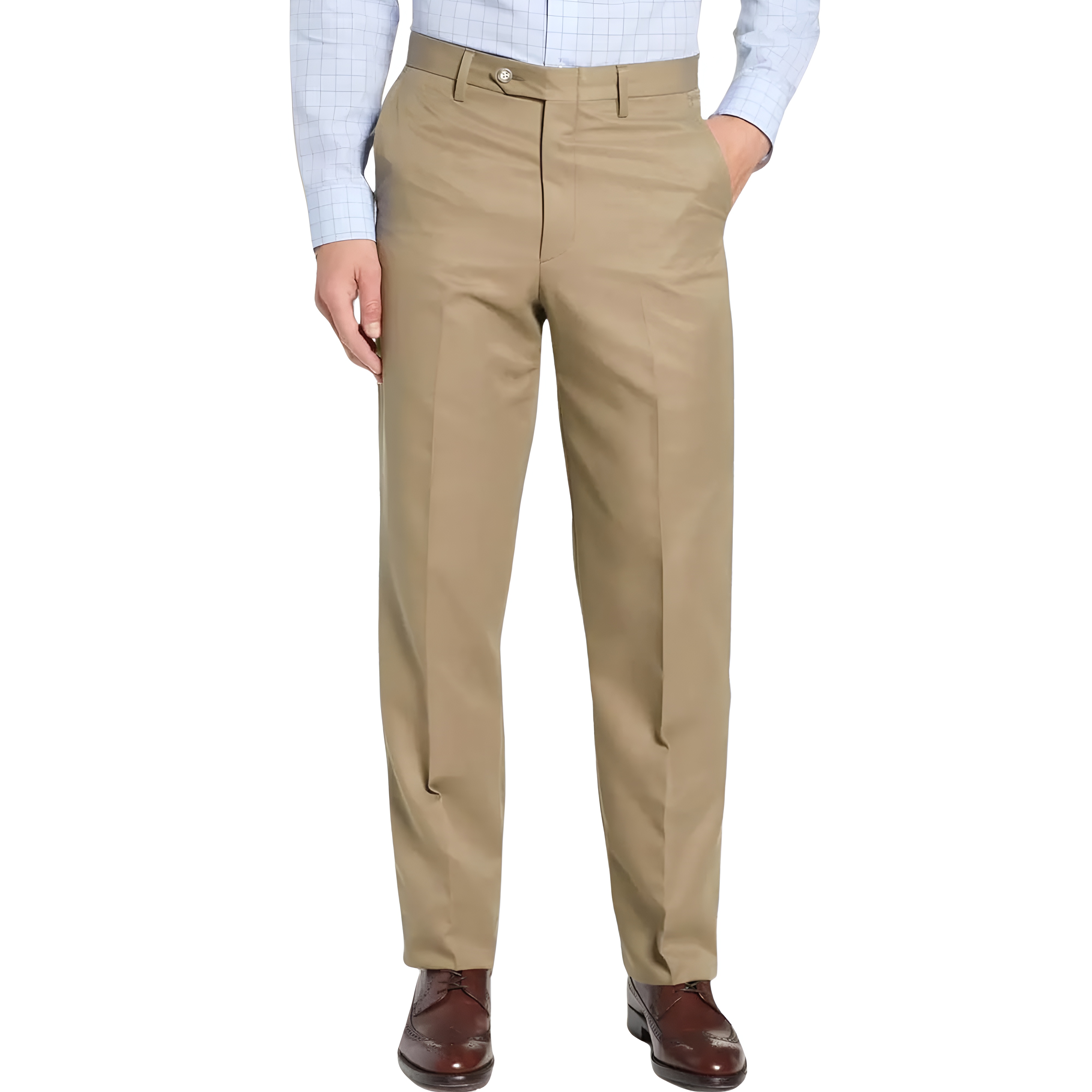 Stretch Dress Pants With Four Pocket Design And Zipper Closure For Men