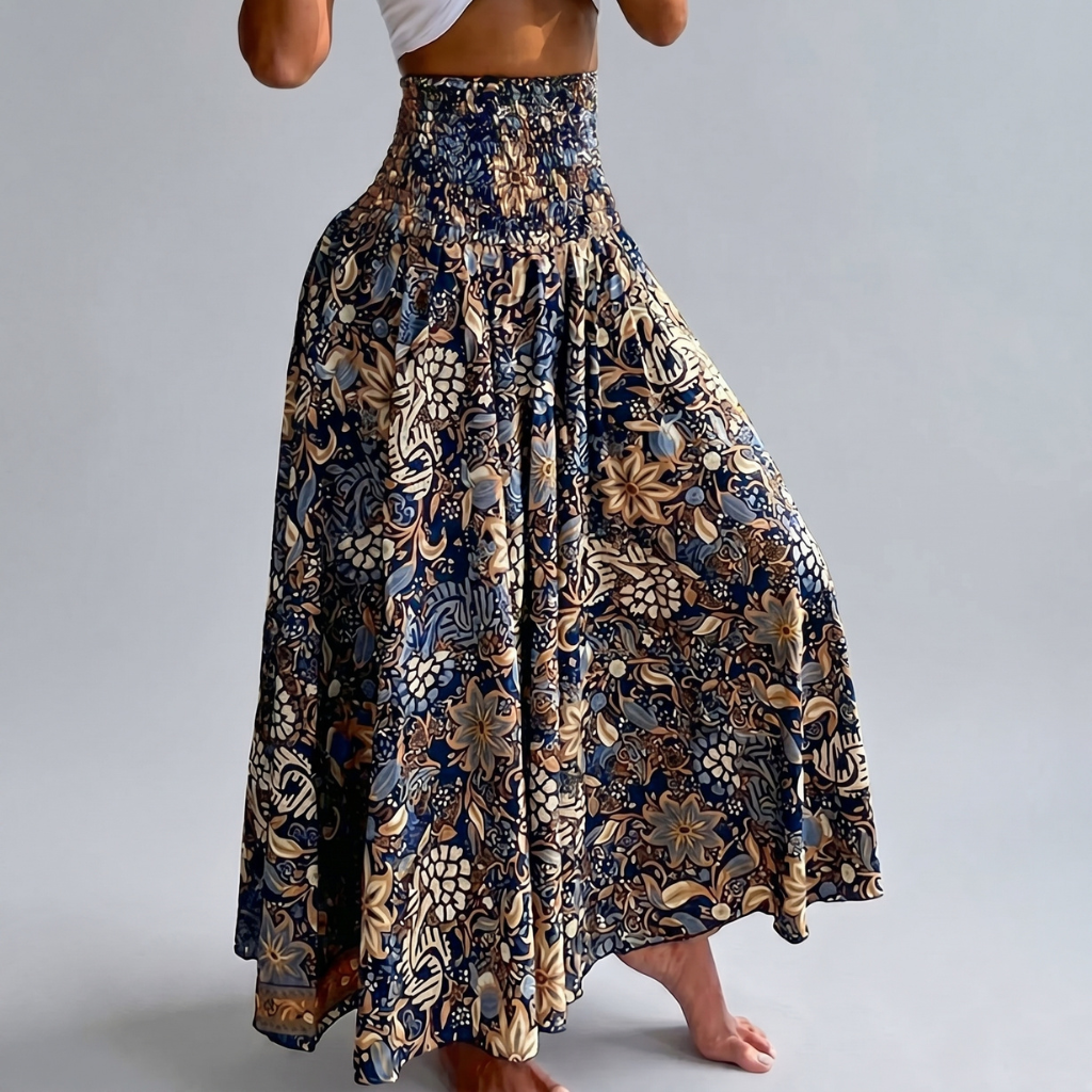 High Rise Boho Printed Wide Palazzo Pants For Women Summer Wear