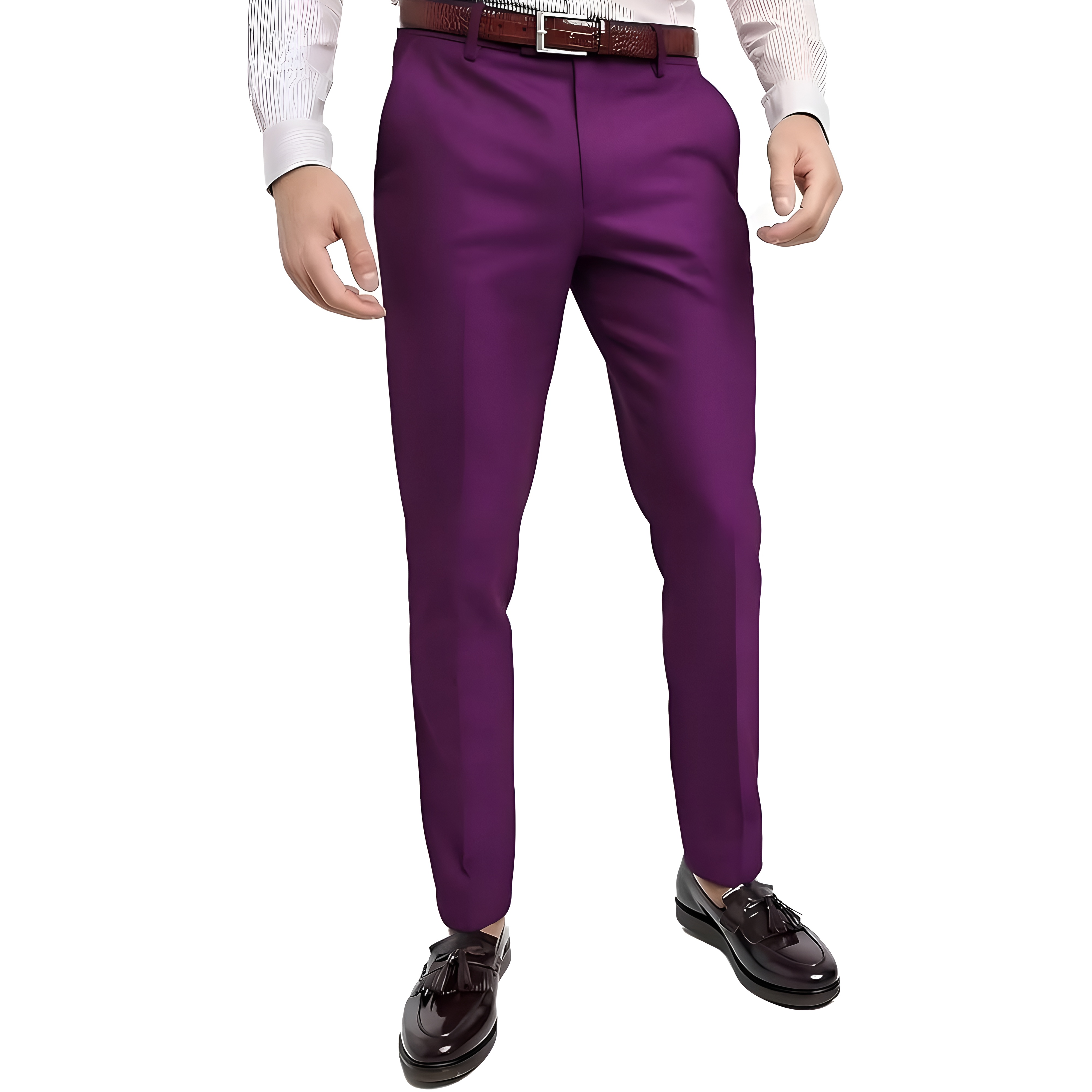Stretch Dress Pants With Four Pocket Design And Zipper Closure For Men