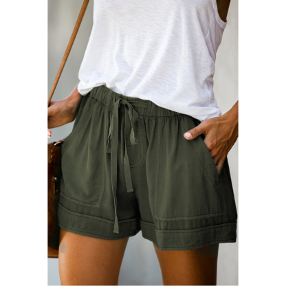 Solid High Waisted Strappy Loose Wide Summer Shorts-My Comfy Pant