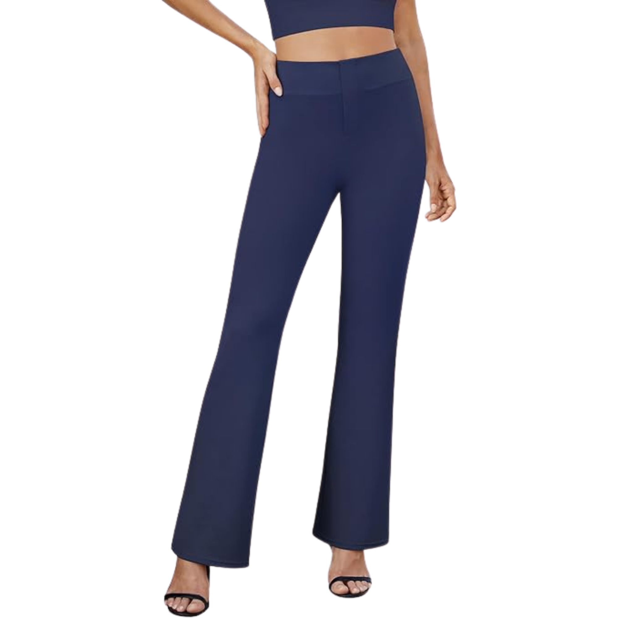 Bootcut Design High Rise Stretchy Trousers With Pockets For WomenBootcut Design High Rise Stretchy Trousers With Pockets For Women - Image 12