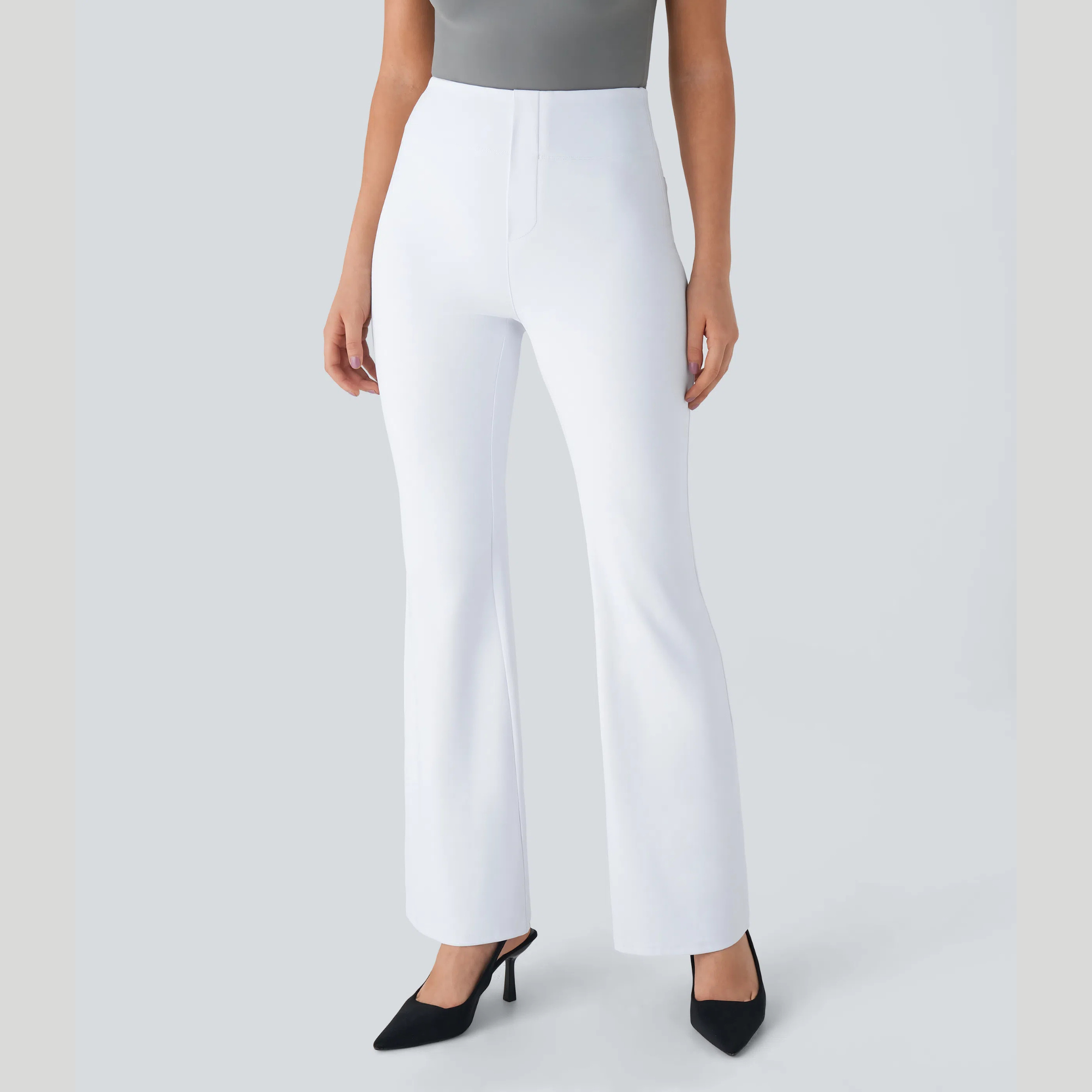 High Rise Back Side Pocket Slight Flare Work Pants