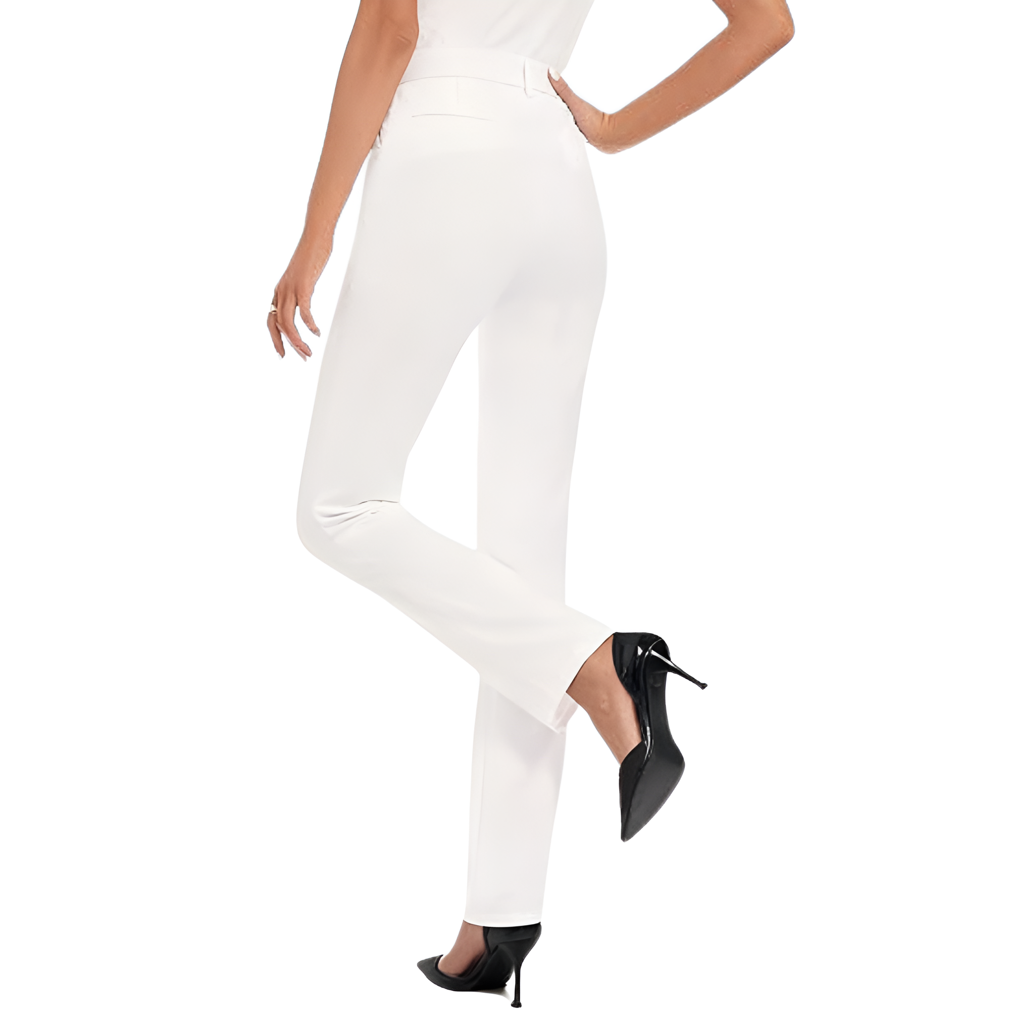 Stretchy Straight Casual Work Pants With Pockets For Women