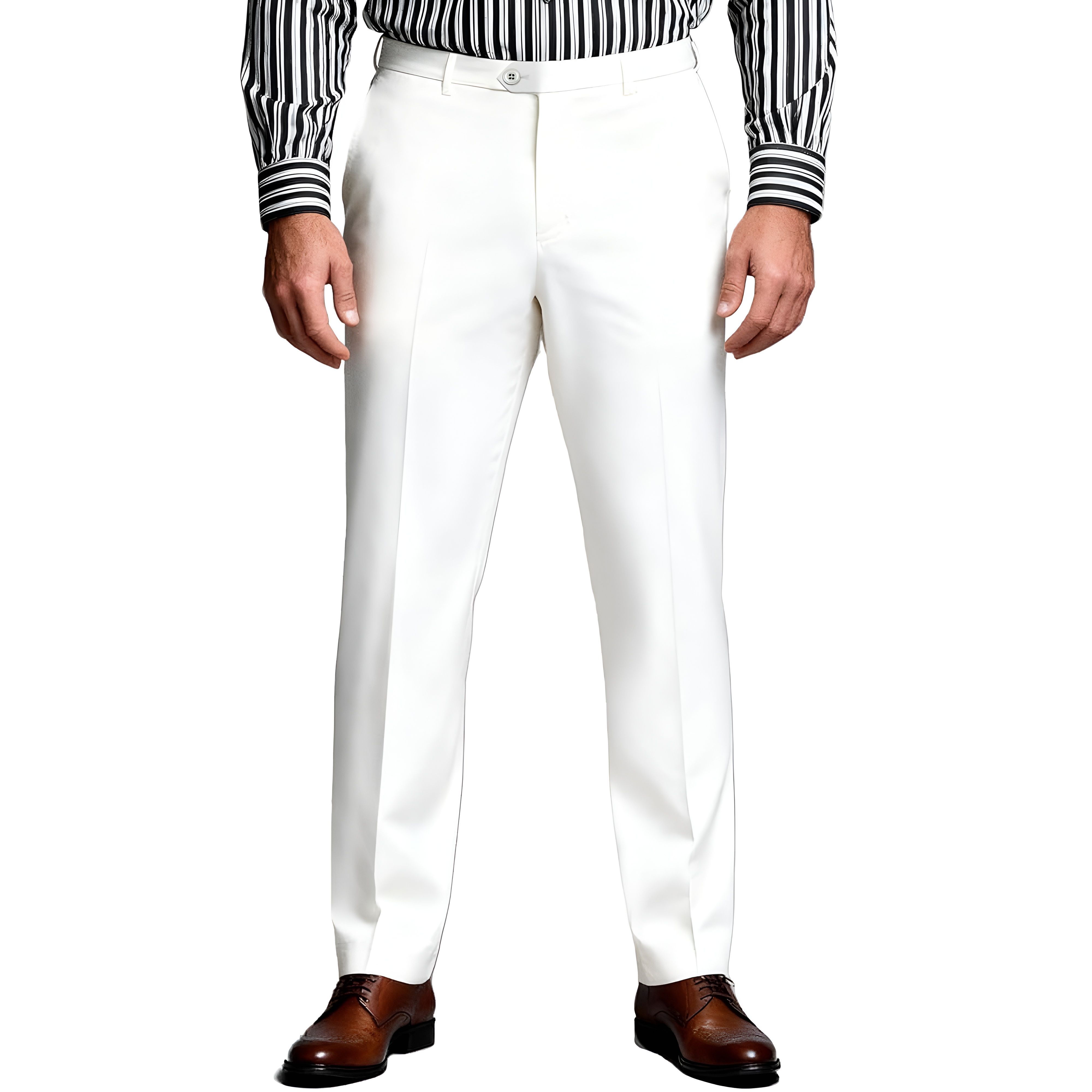 Stretch Dress Pants With Four Pocket Design And Zipper Closure For Men