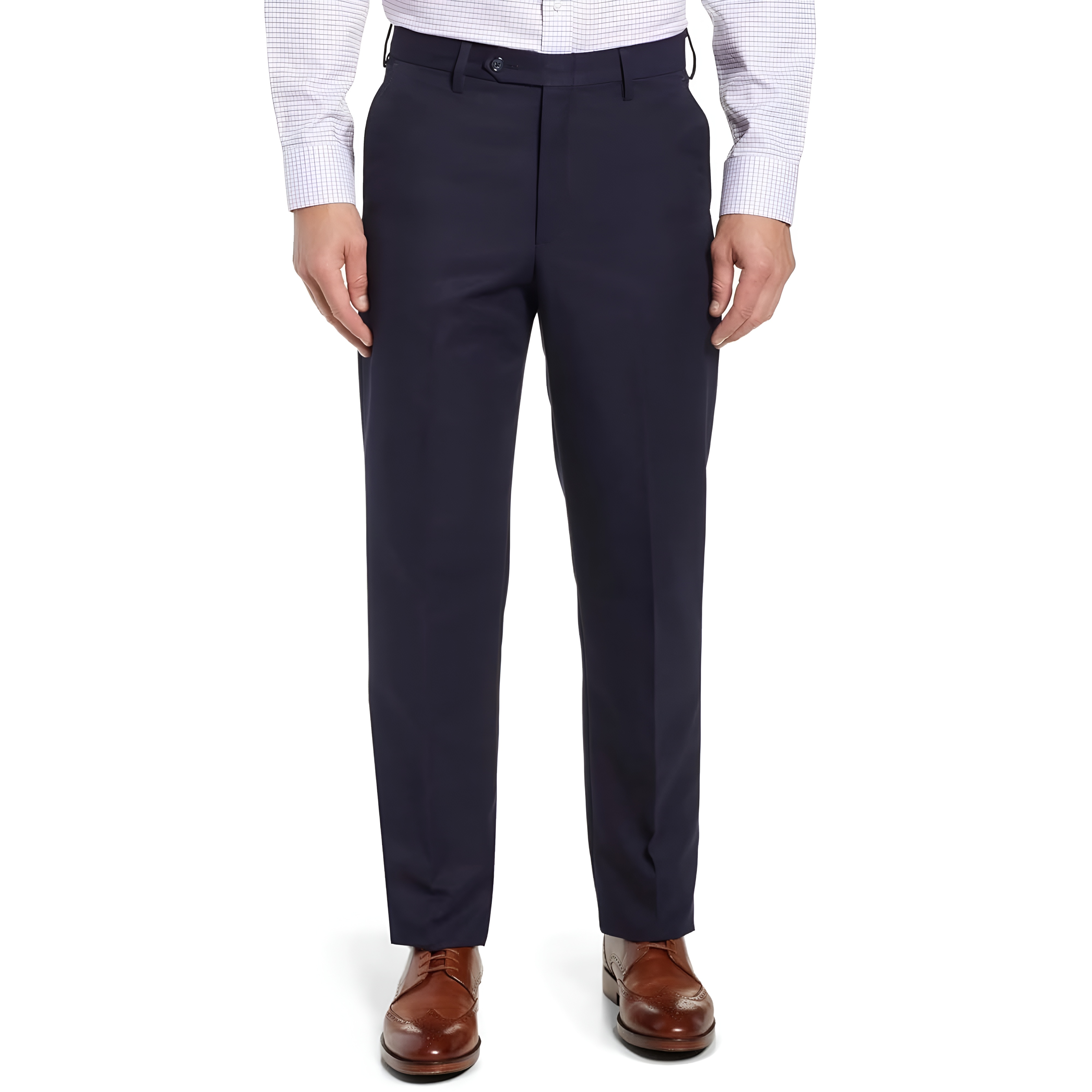 Stretch Dress Pants With Four Pocket Design And Zipper Closure For Men