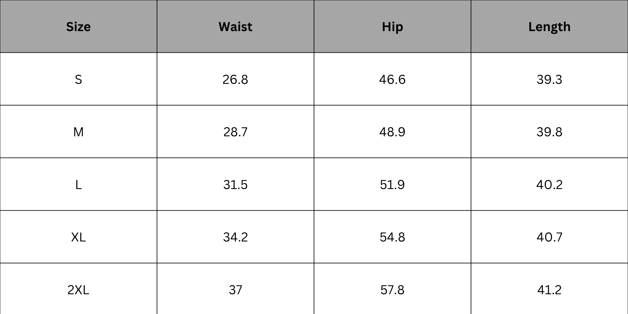 Size Chart