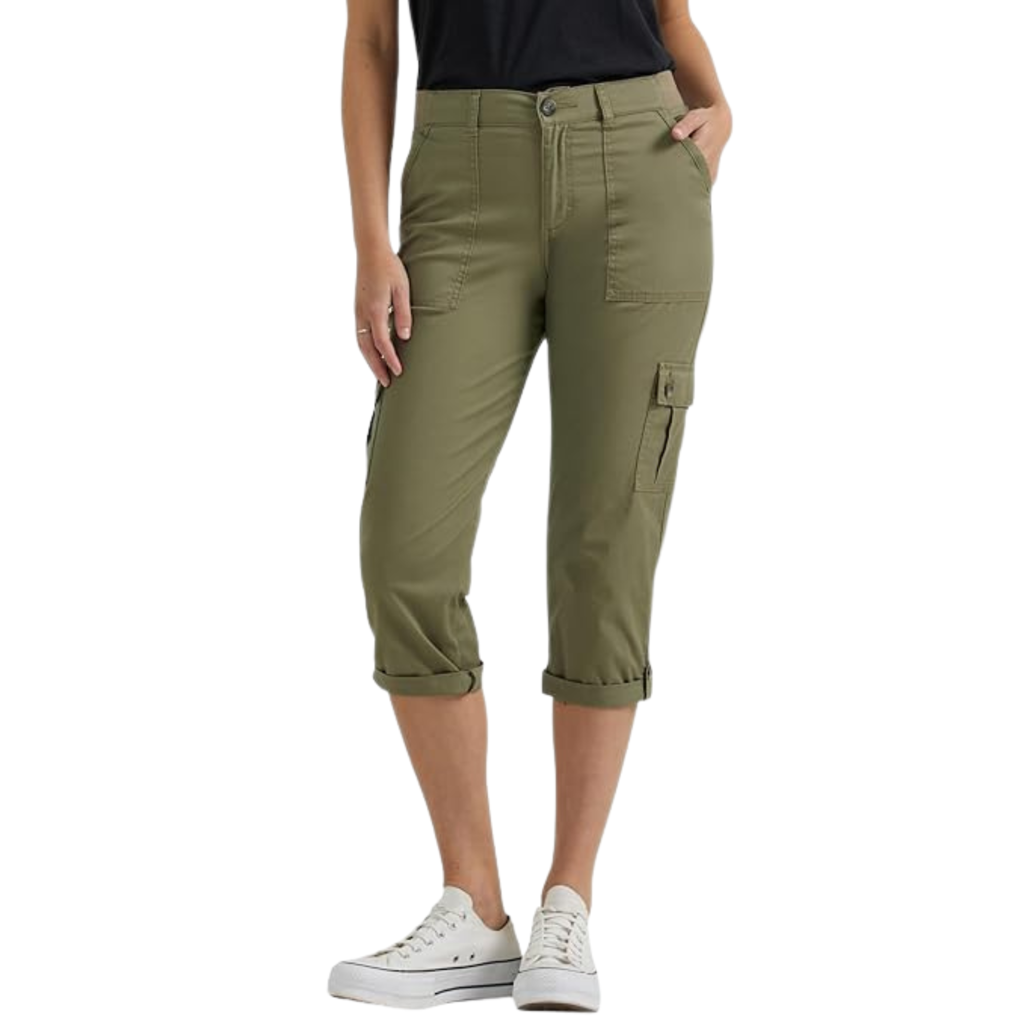 Comfortable And Casual Utility Capri Pants With Pockets For Women