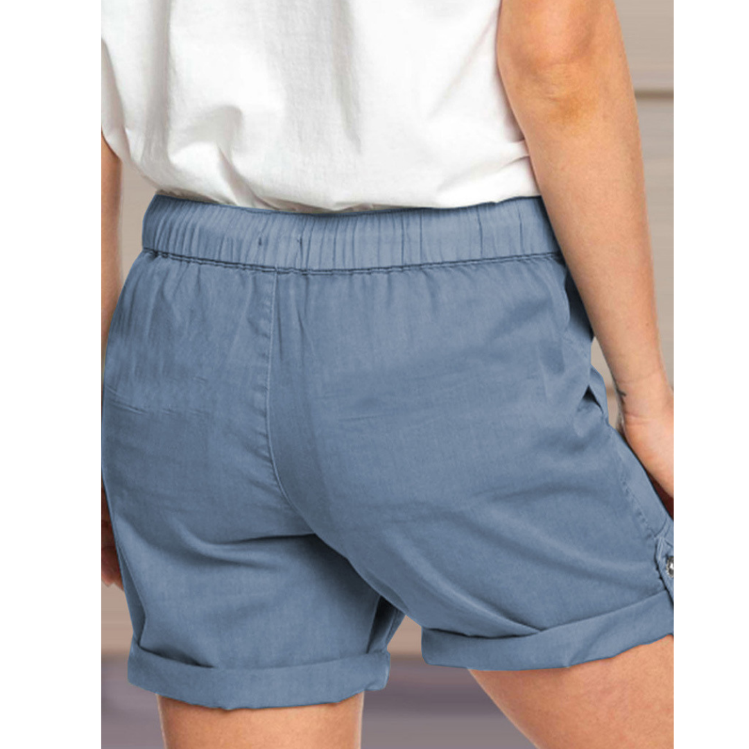 Solid Color Straight Leg Casual Shorts-My Comfy Pant