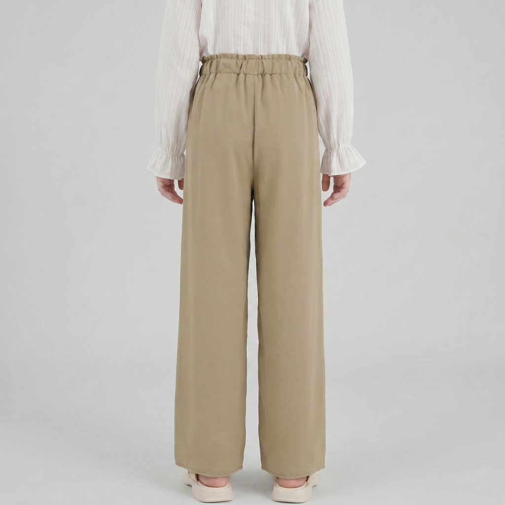 Spring And Summer Wear Loose Wide Palazzo Pants With Bow Accent For Girls
